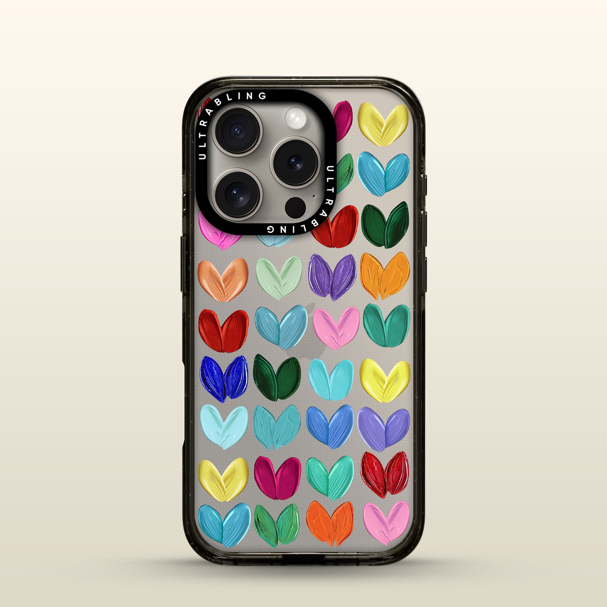 Candy Hearts Ultrabling Aura iPhone case front view with MagSafe