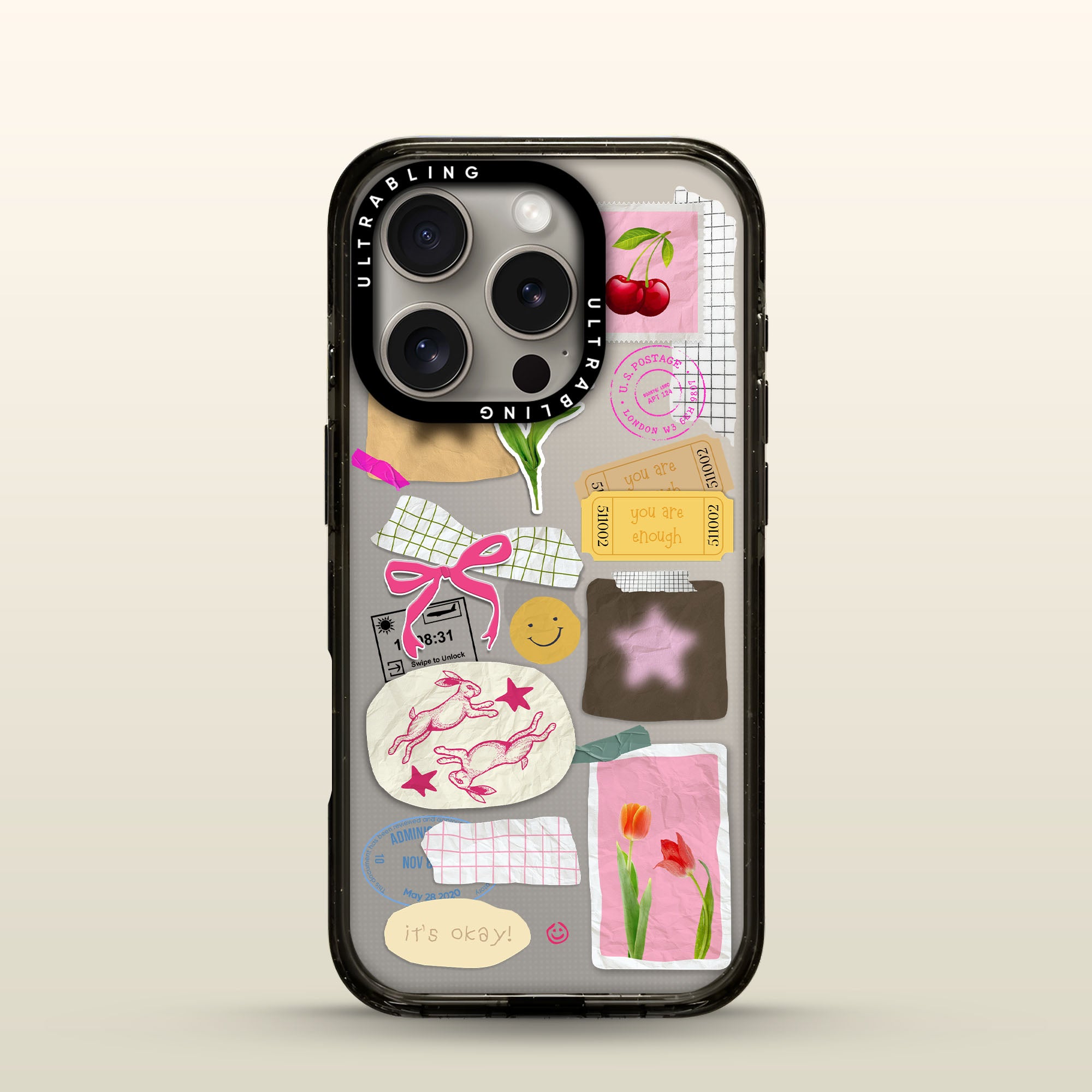 Charm Notes Ultrabling Aura iPhone case front view with MagSafe