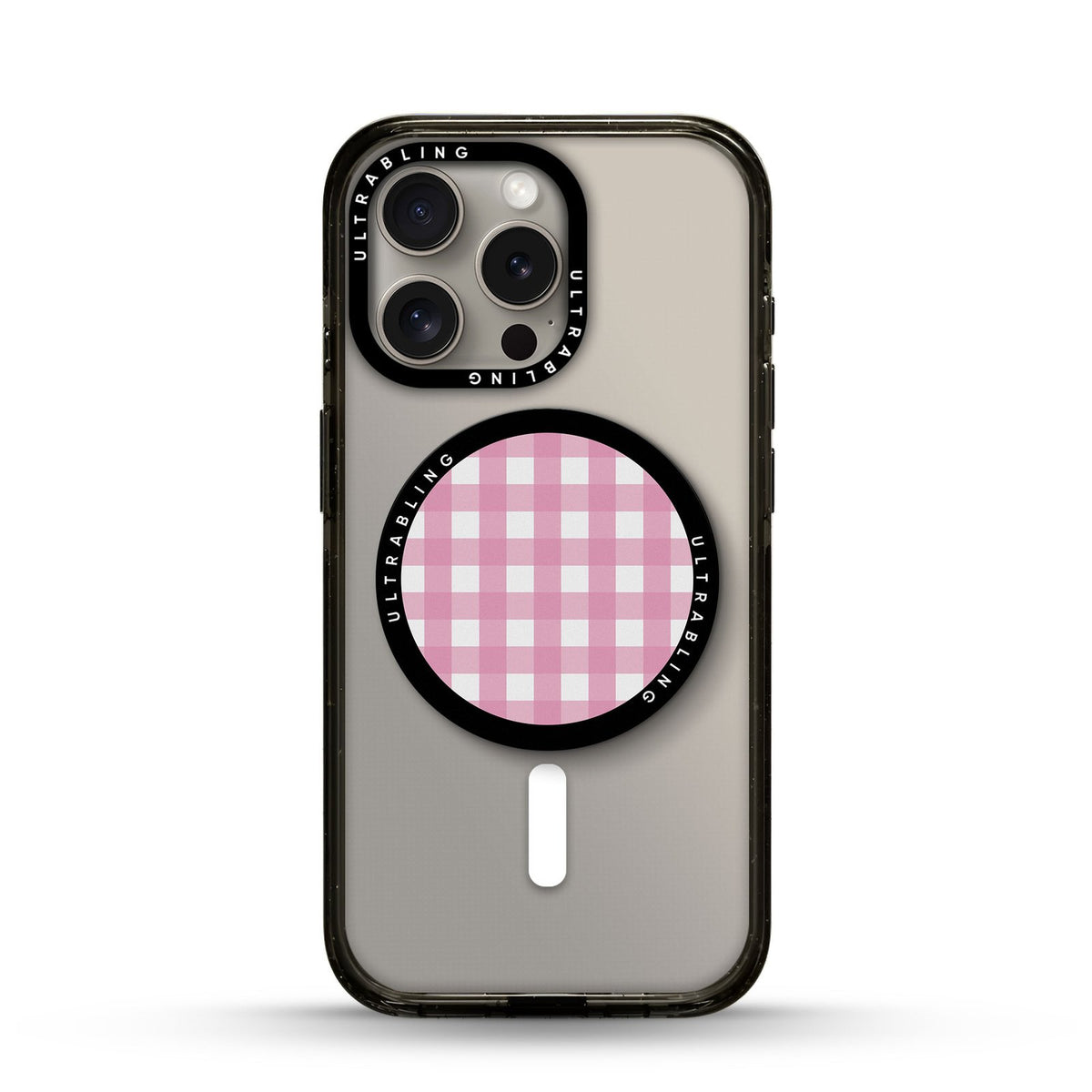 Strawberry Check Ultrabling MagSafe Phone Grip - Front View