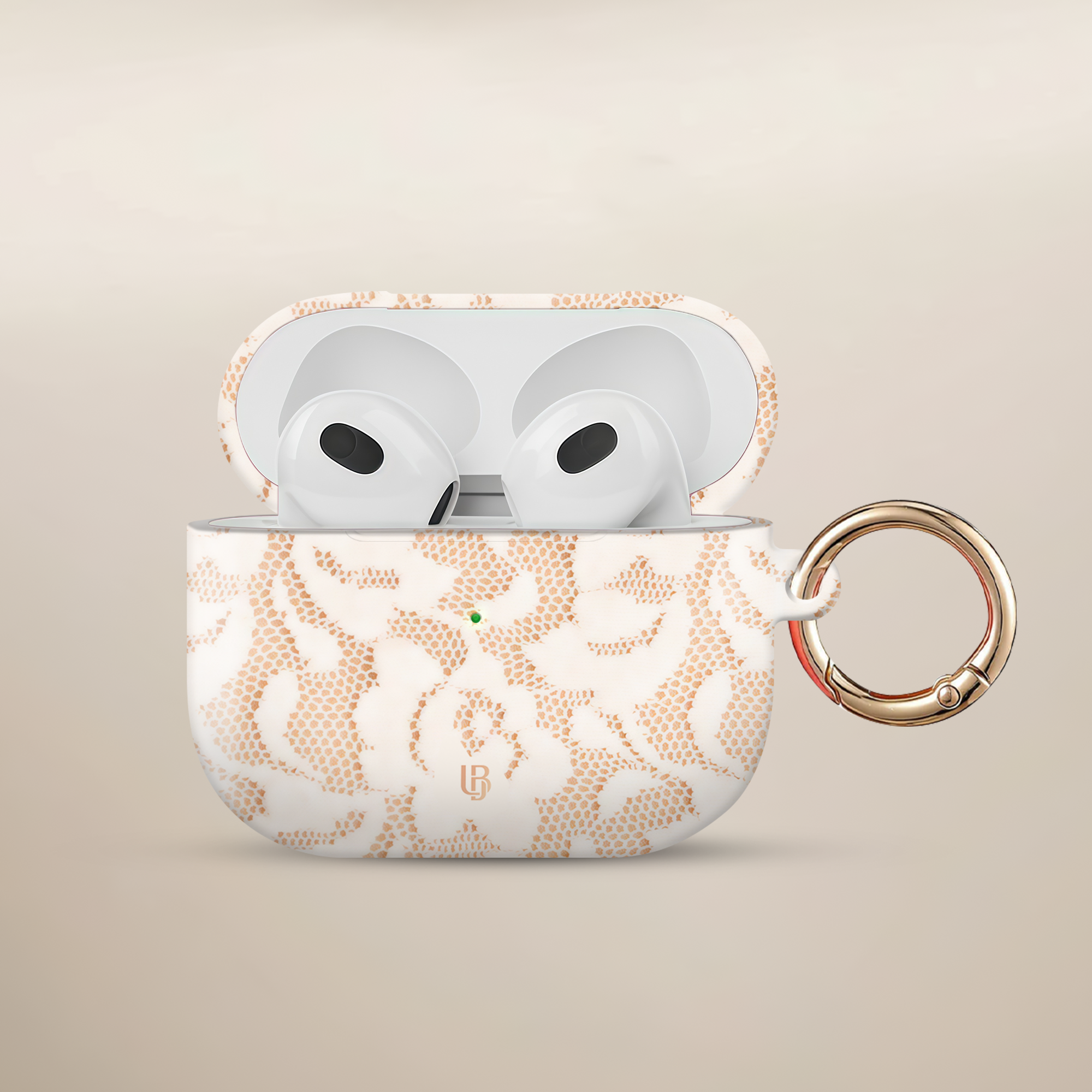 Ivory Lace Ultrabling AirPods case front view