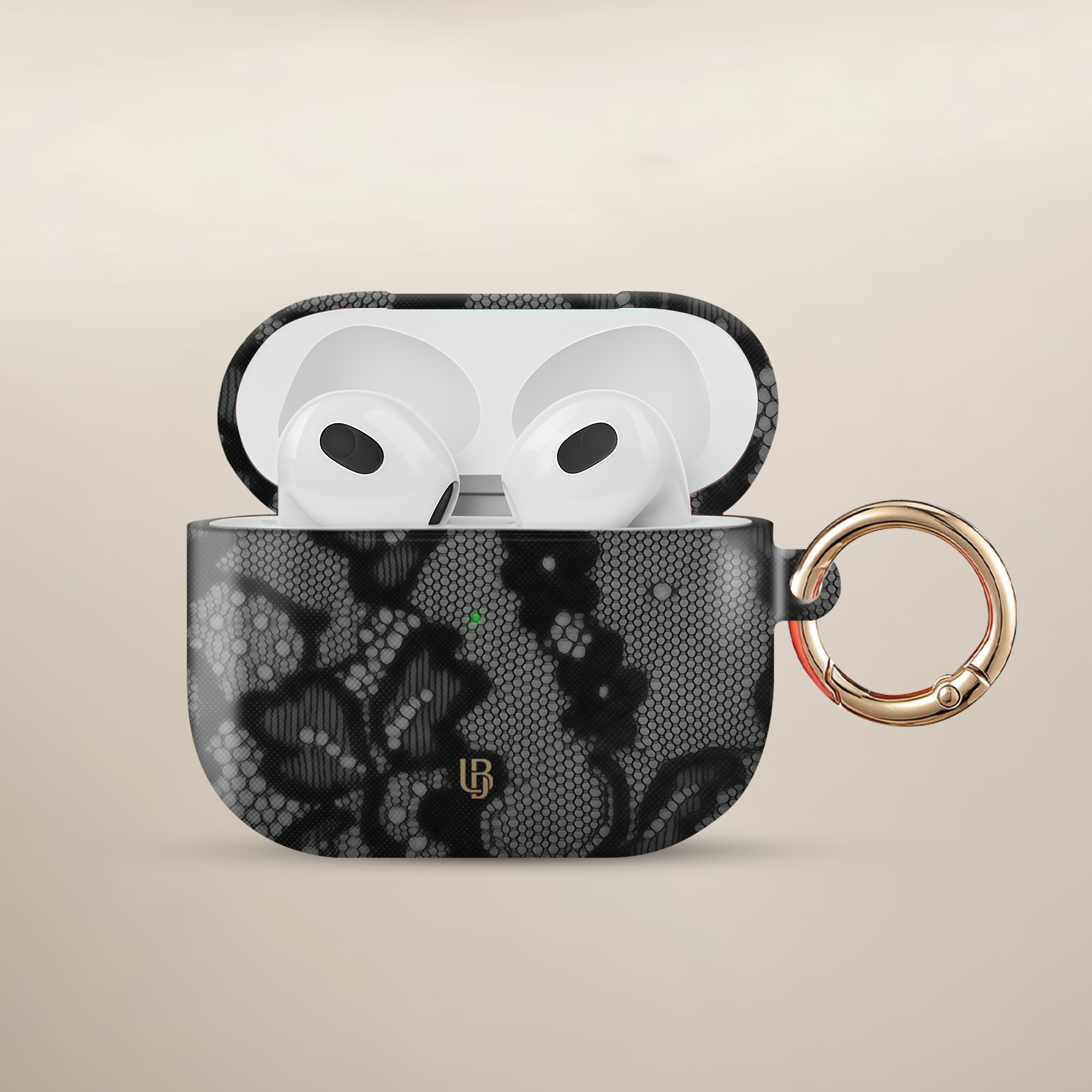 Noir Lace Ultrabling AirPods case front view