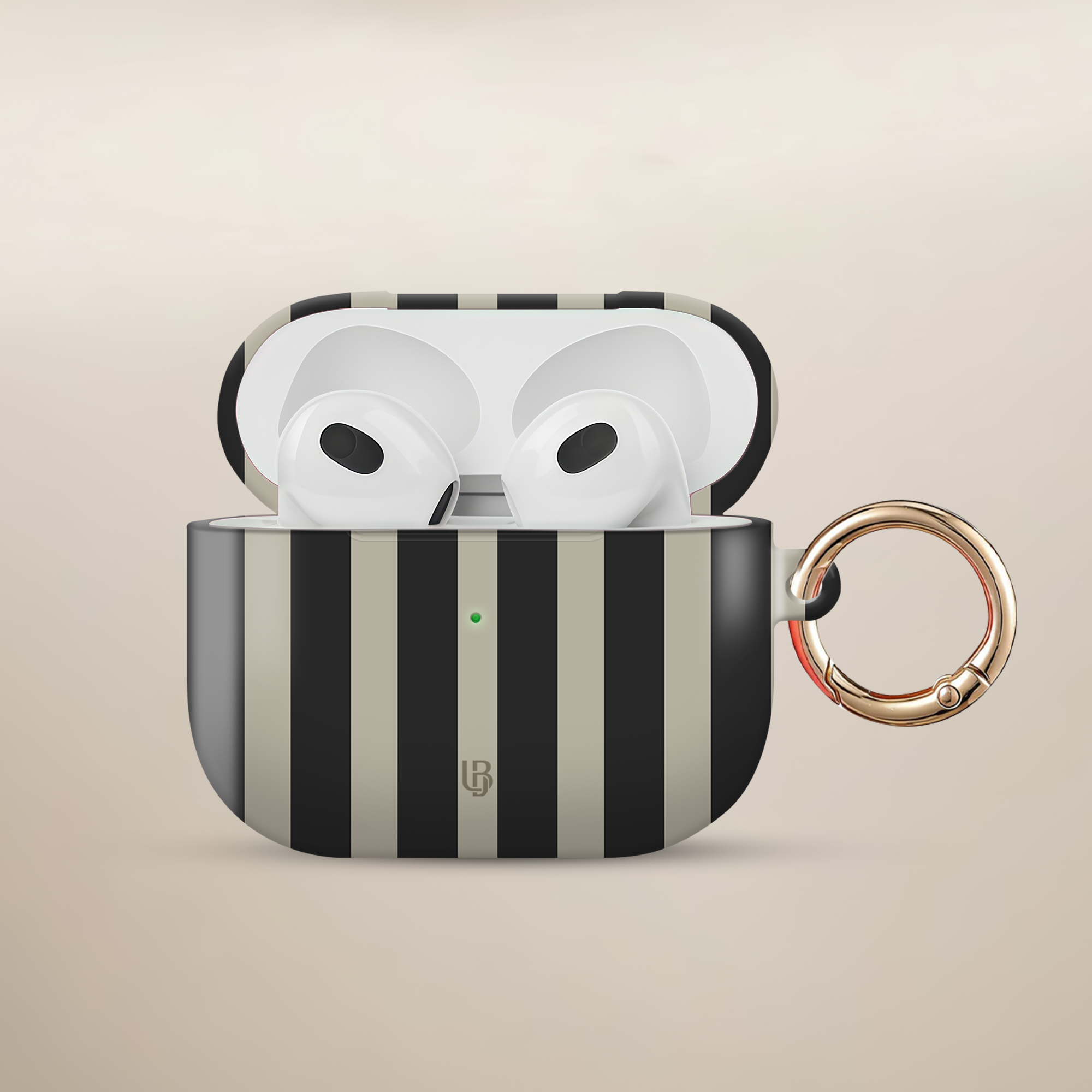 Cafe Stripes Ultrabling AirPods case front view