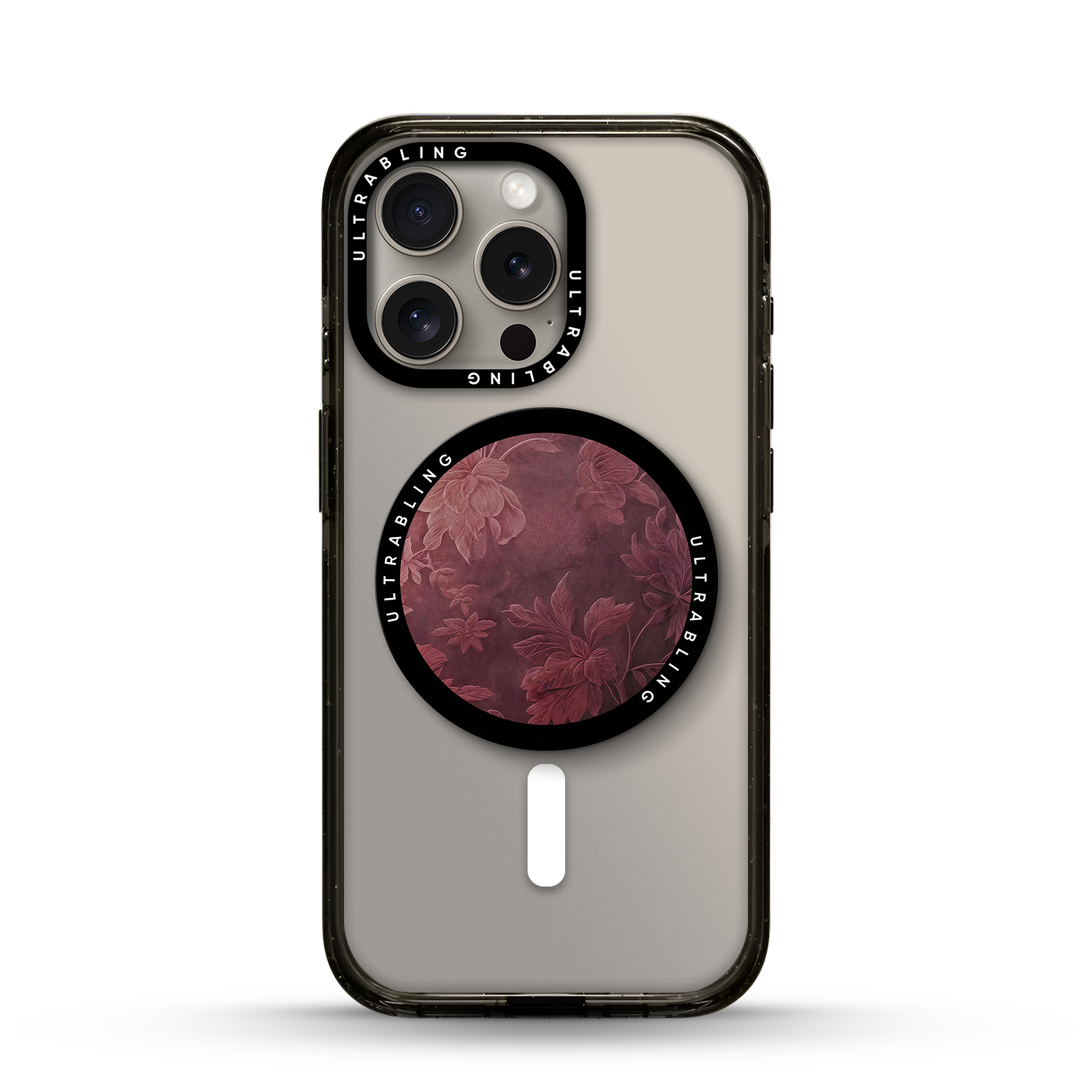 Burgundy Bloom Ultrabling MagSafe Phone Grip - Front View