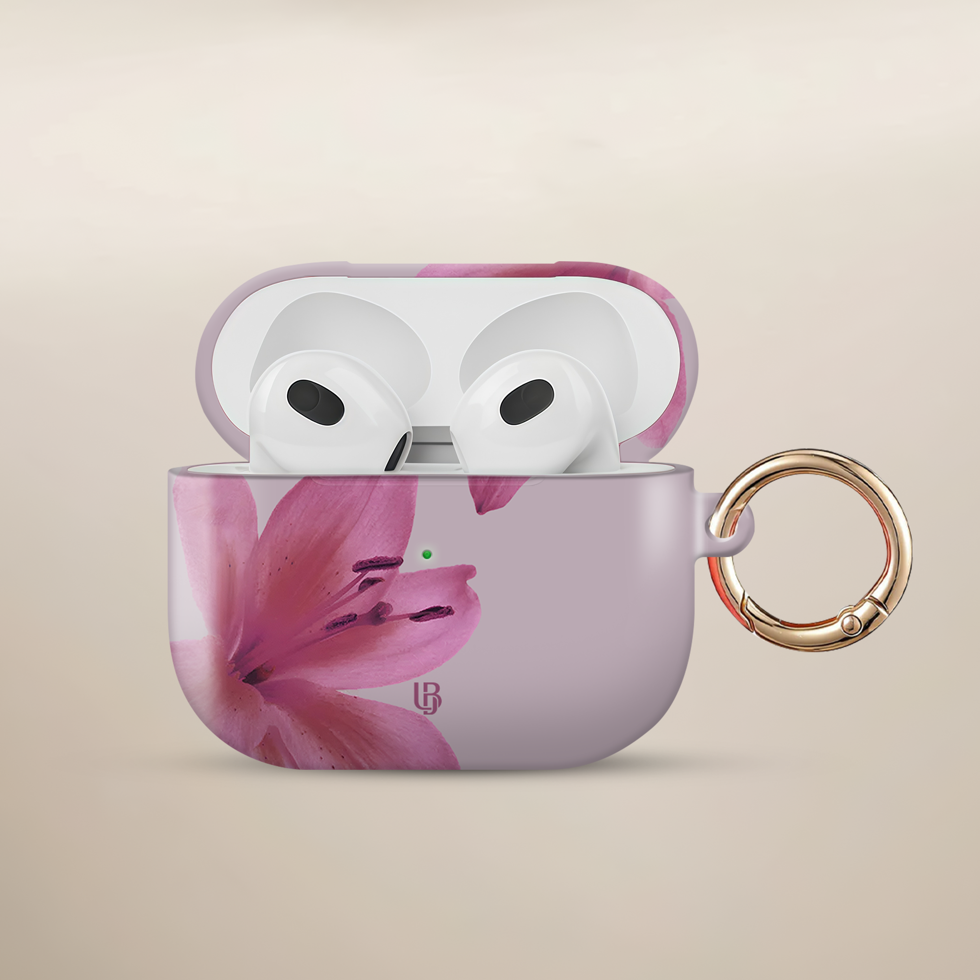 Blush Lily Ultrabling AirPods case front view