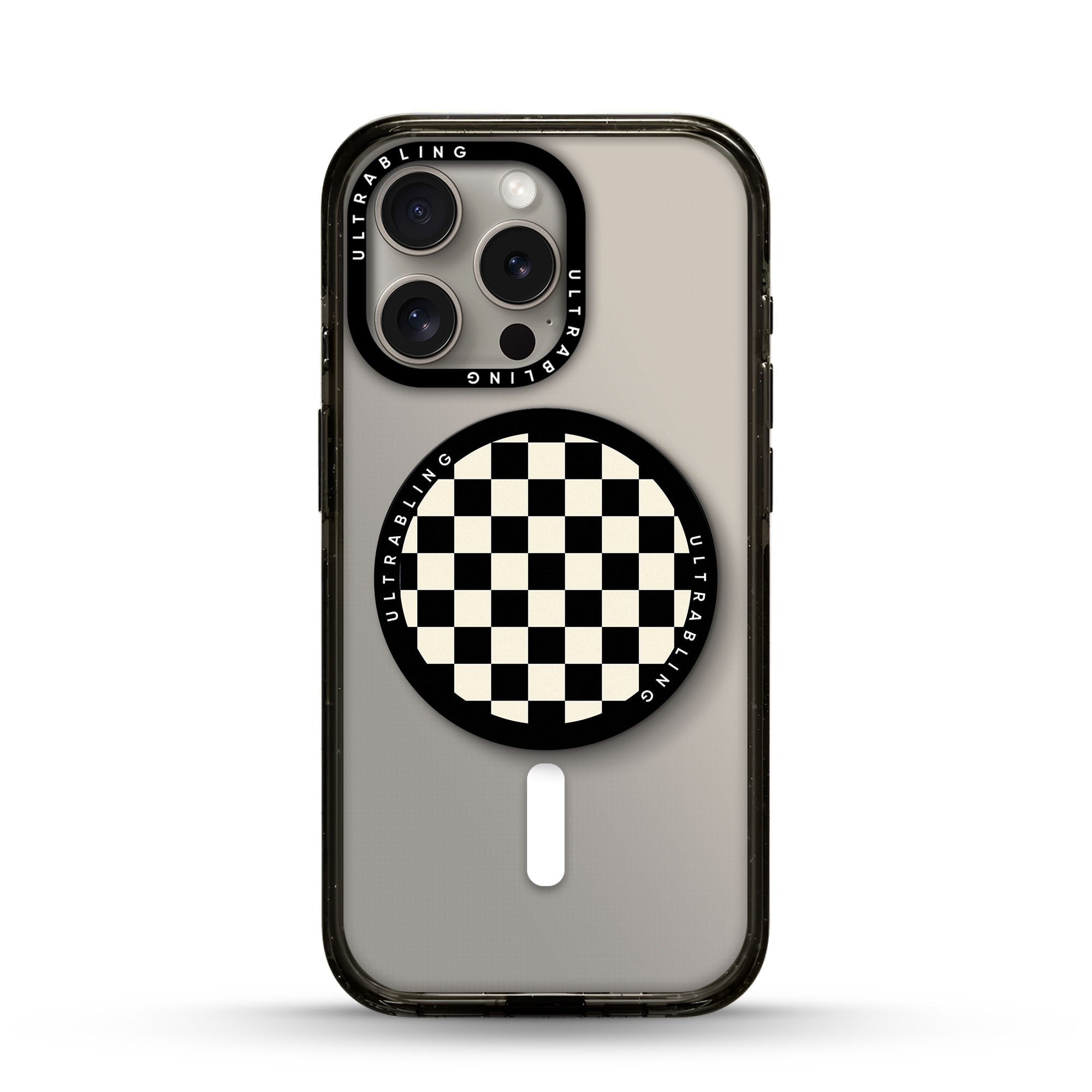 Espresso Check Ultrabling MagSafe Phone Grip - Front View