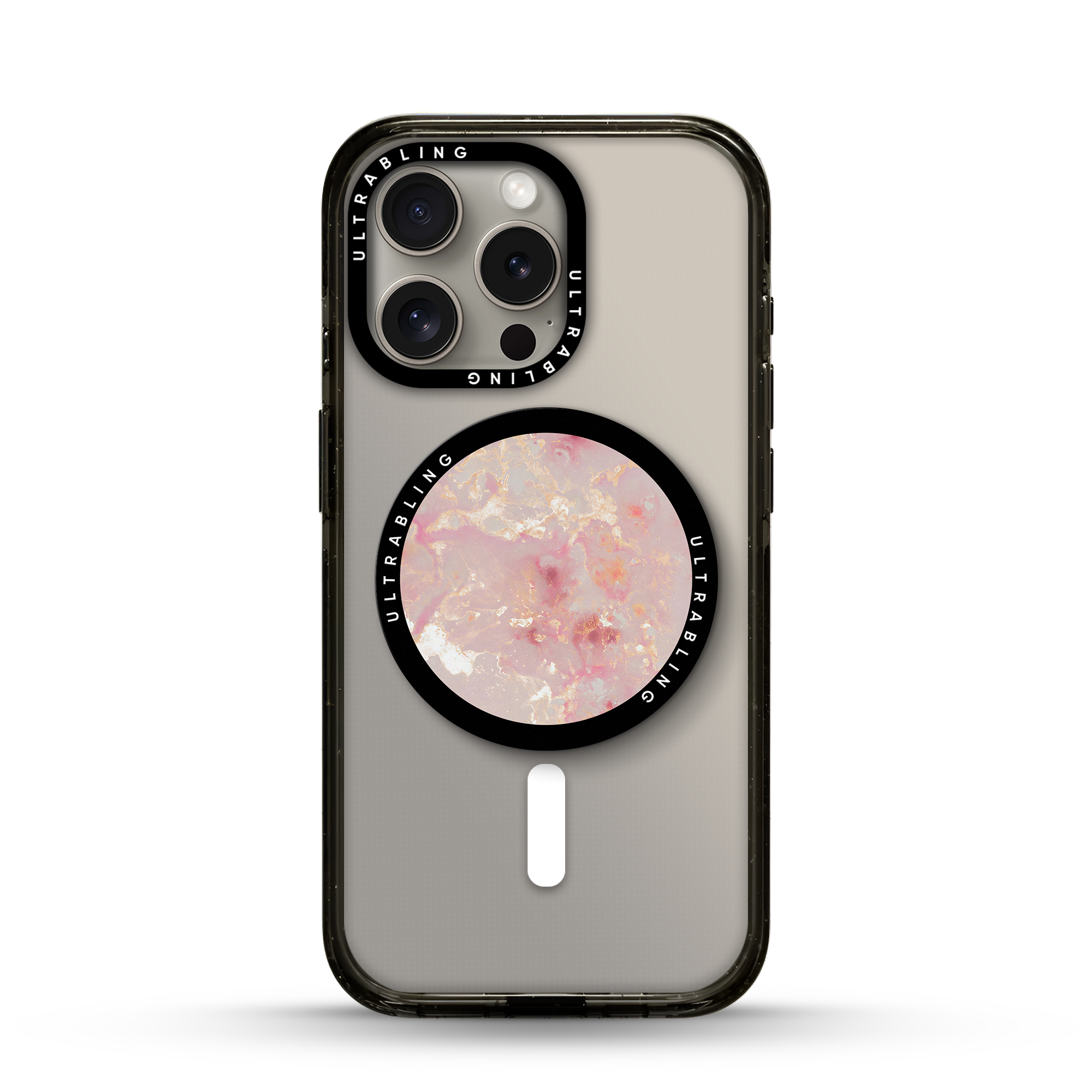 Rose Quartz Ultrabling MagSafe Phone Grip - Front View