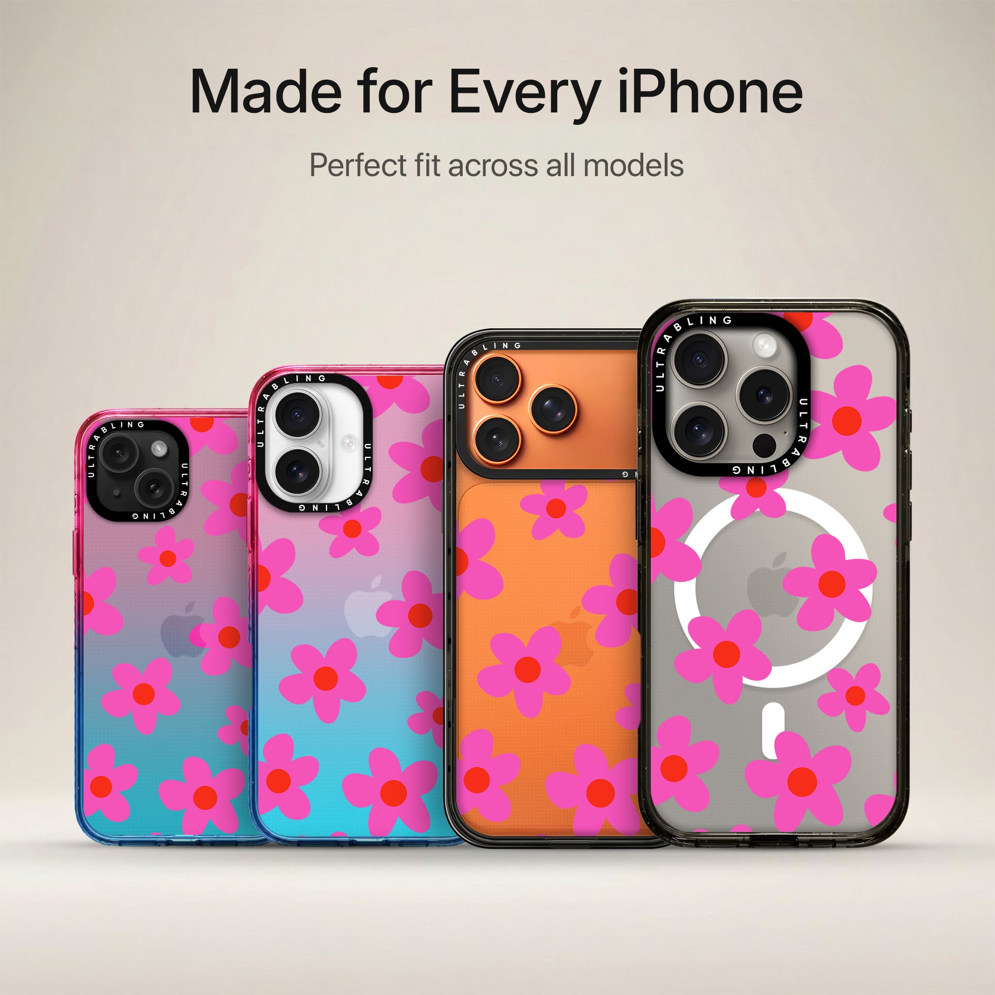 Pink Petal Ultrabling Aura iPhone case non MagSafe soft ombre view