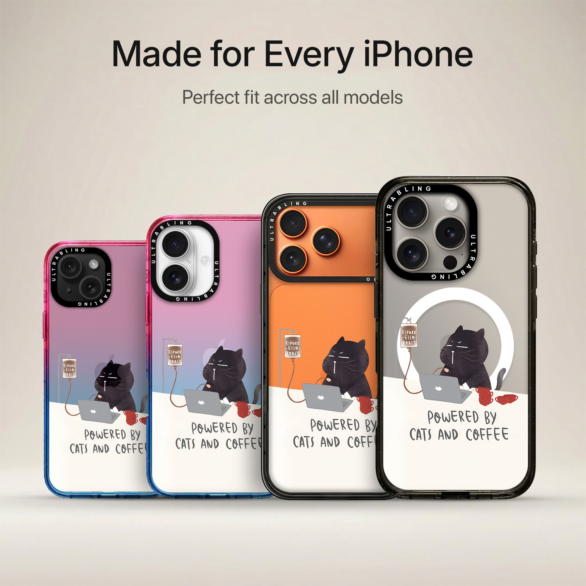 Cat Brew Ultrabling Aura iPhone case non MagSafe soft ombre view