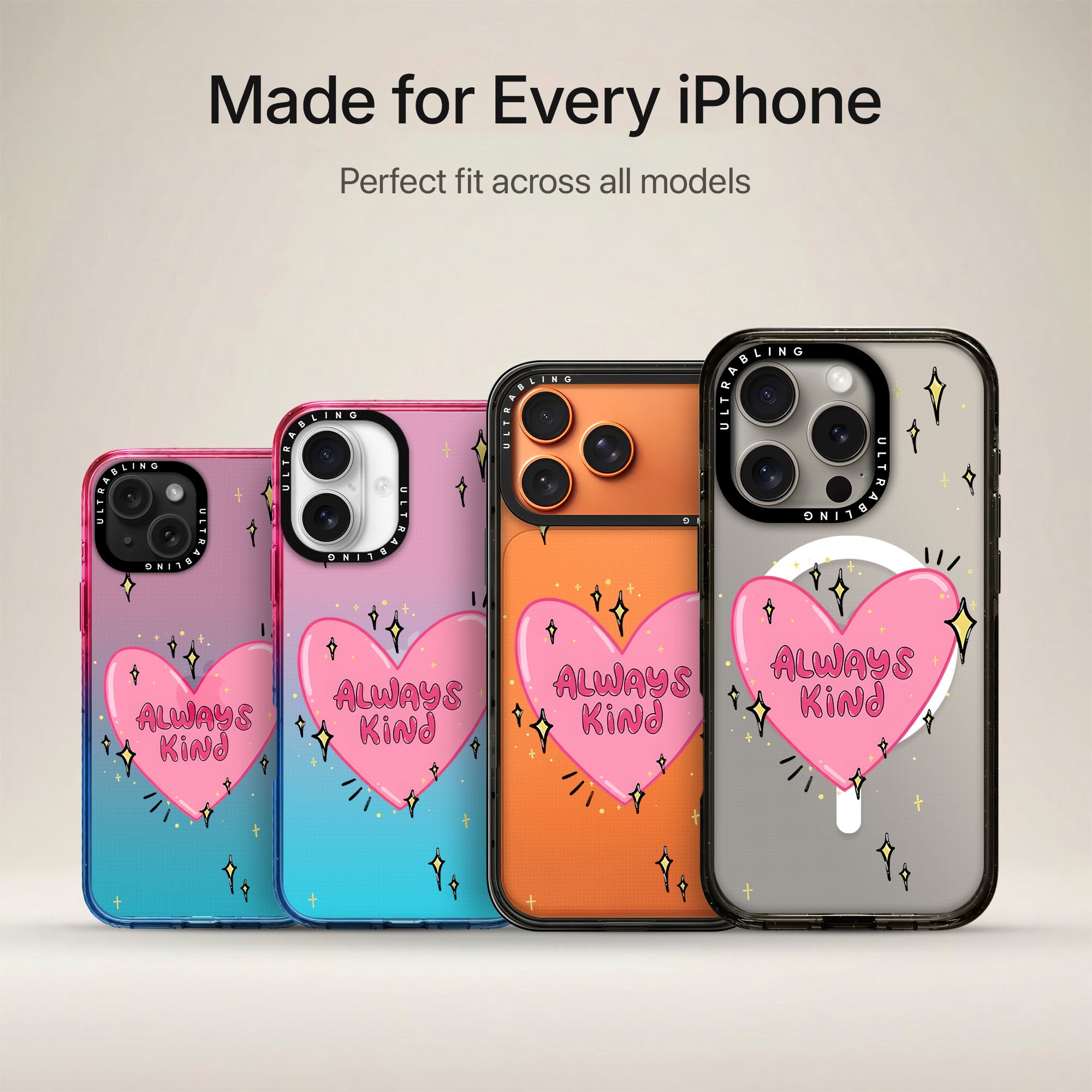 Kind Heart Ultrabling Aura iPhone case non MagSafe soft ombre view