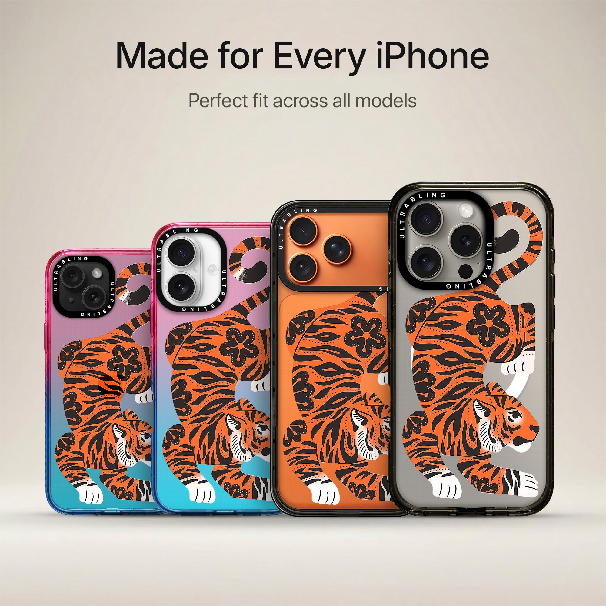 Tiger Heat Ultrabling Aura iPhone case non MagSafe soft ombre view