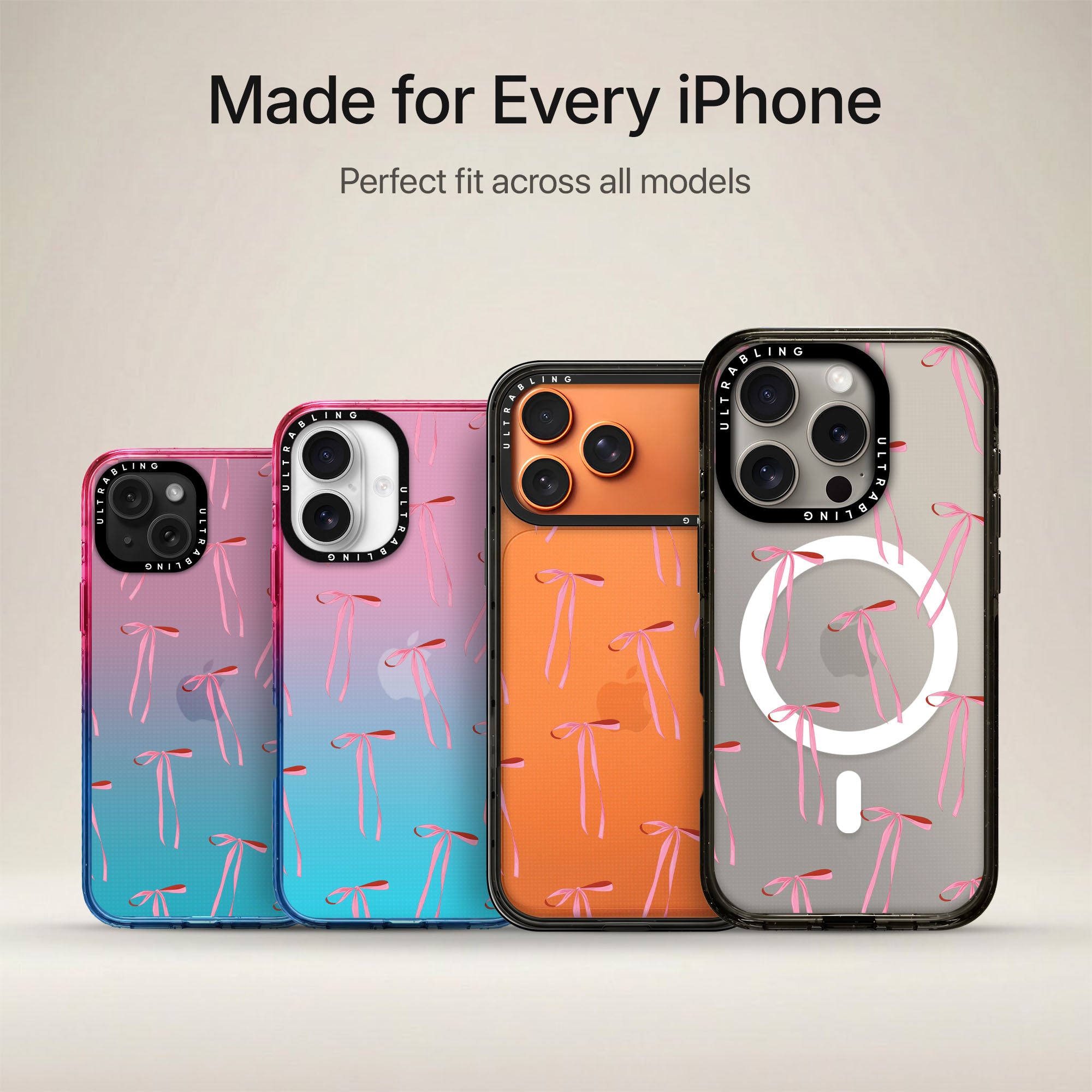 Ribbon Doodle Ultrabling Aura iPhone case non MagSafe soft ombre view