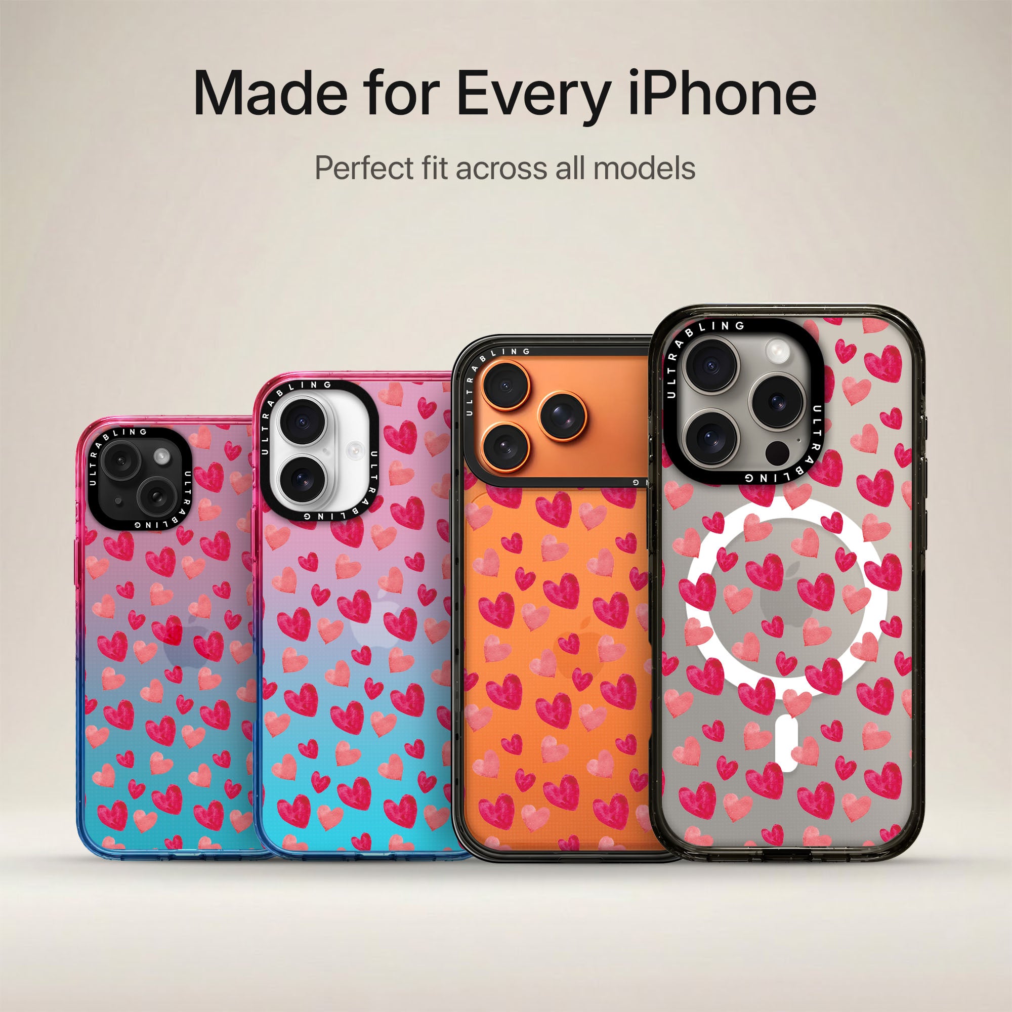 Heart Rush Ultrabling Aura iPhone case non MagSafe soft ombre view