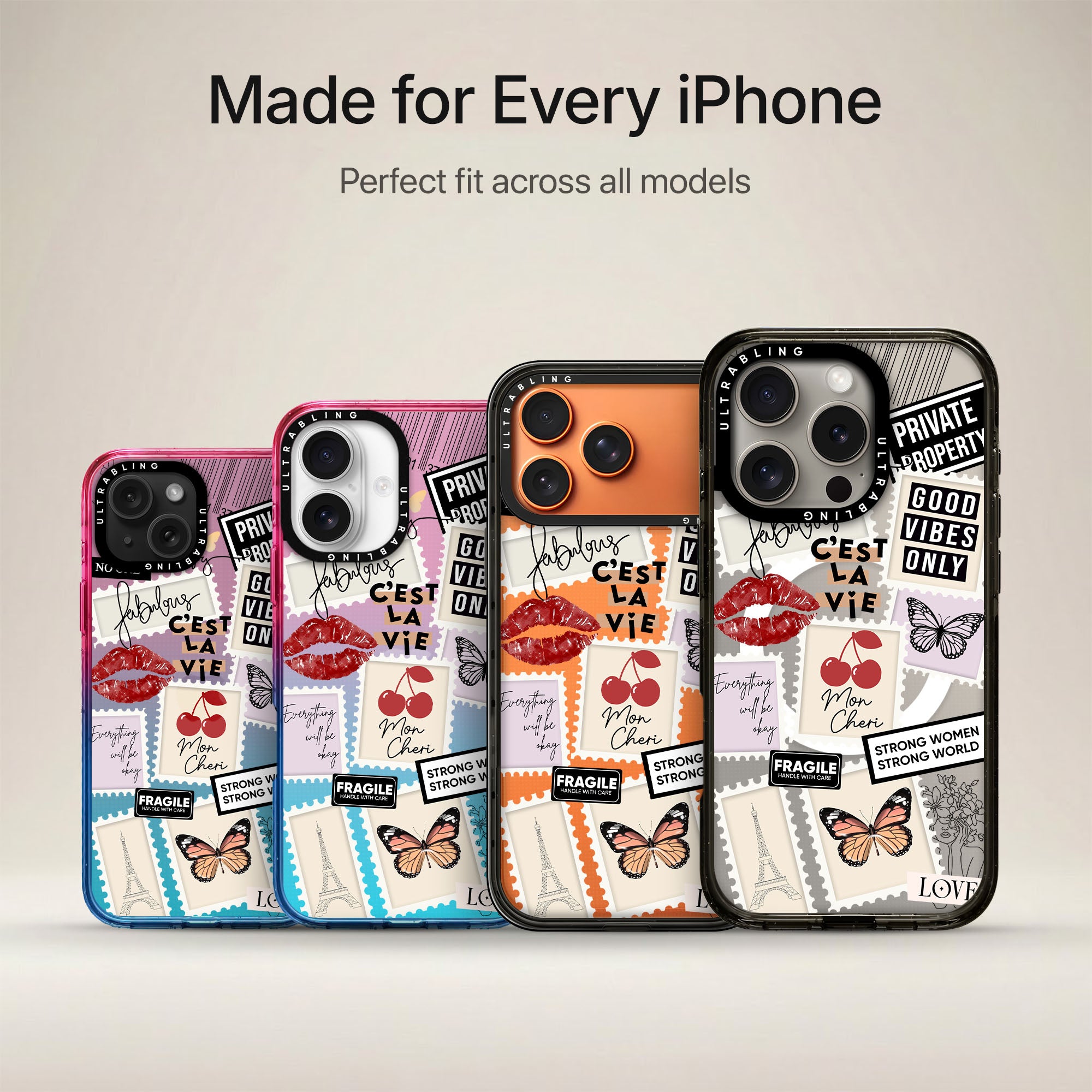 Paris Notes Ultrabling Aura iPhone case non MagSafe soft ombre view