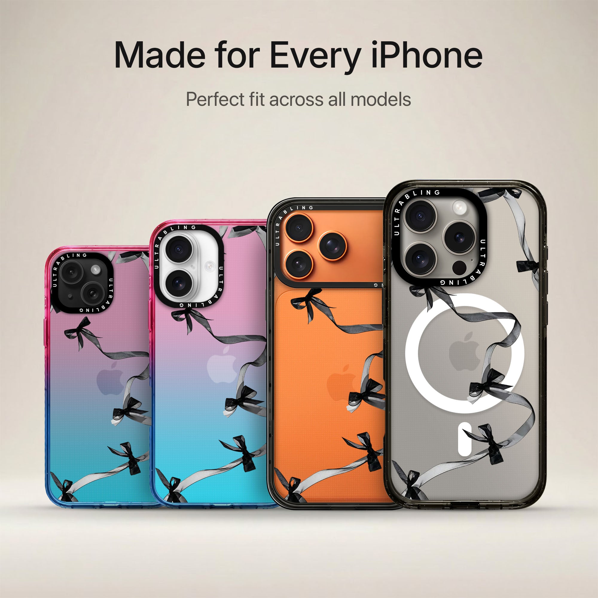 Noir Bow Ultrabling Aura iPhone case non MagSafe soft ombre view