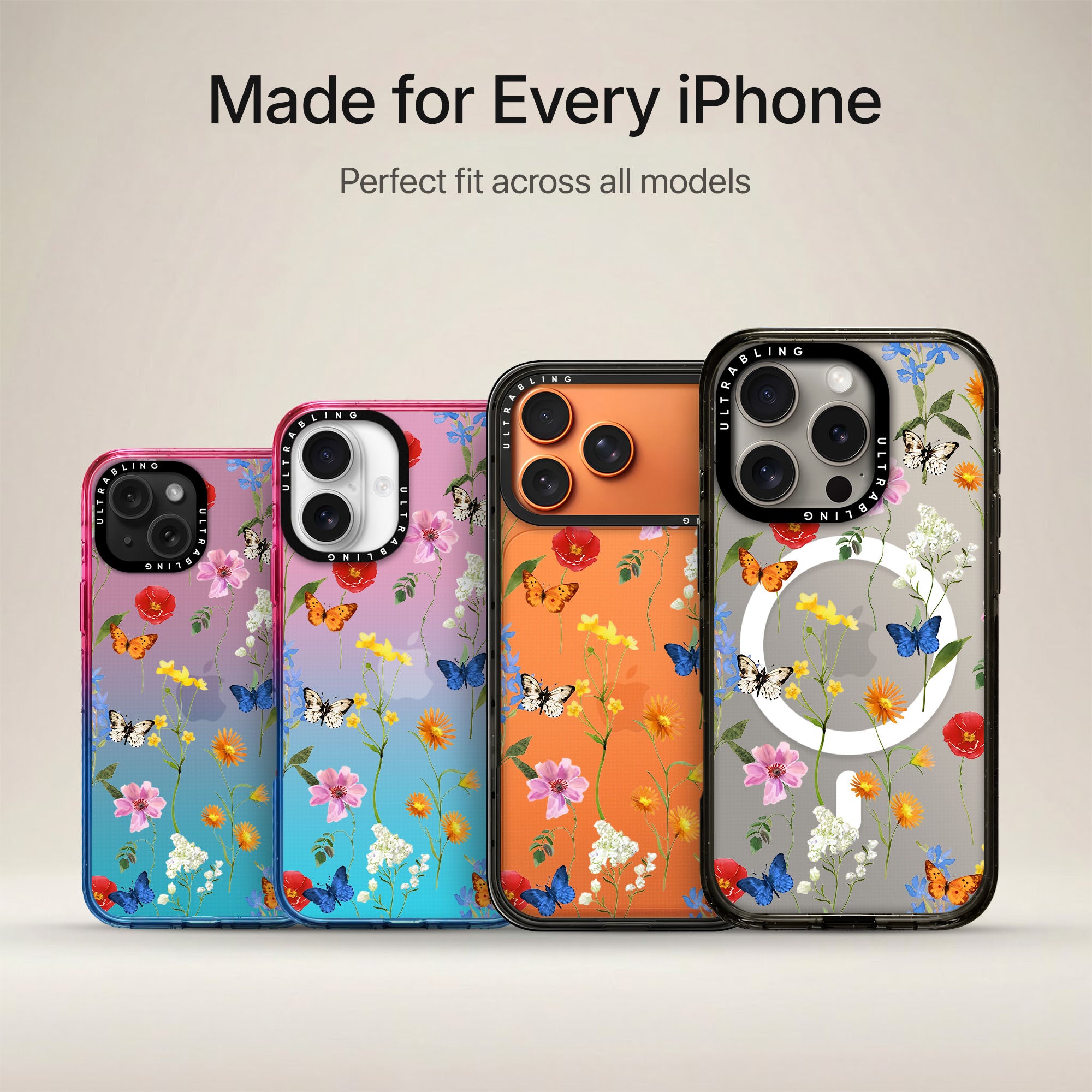 Butterfly Meadow Ultrabling Aura iPhone case non MagSafe soft ombre view