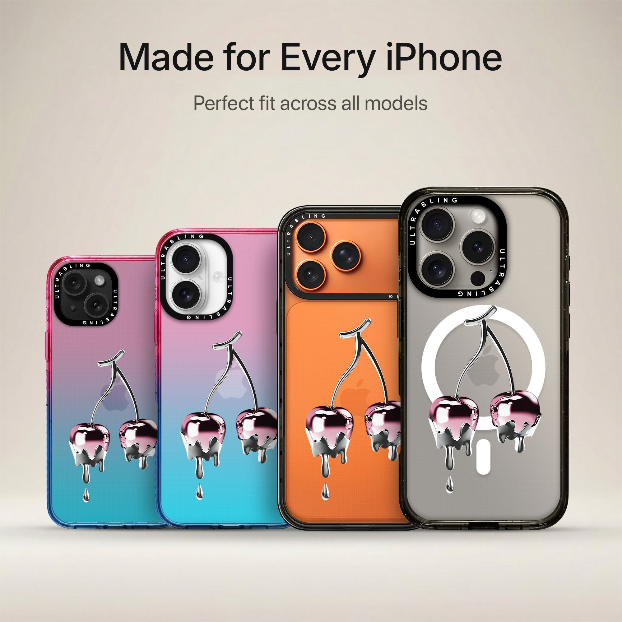 Cherry Charm Ultrabling Aura iPhone case non MagSafe soft ombre view