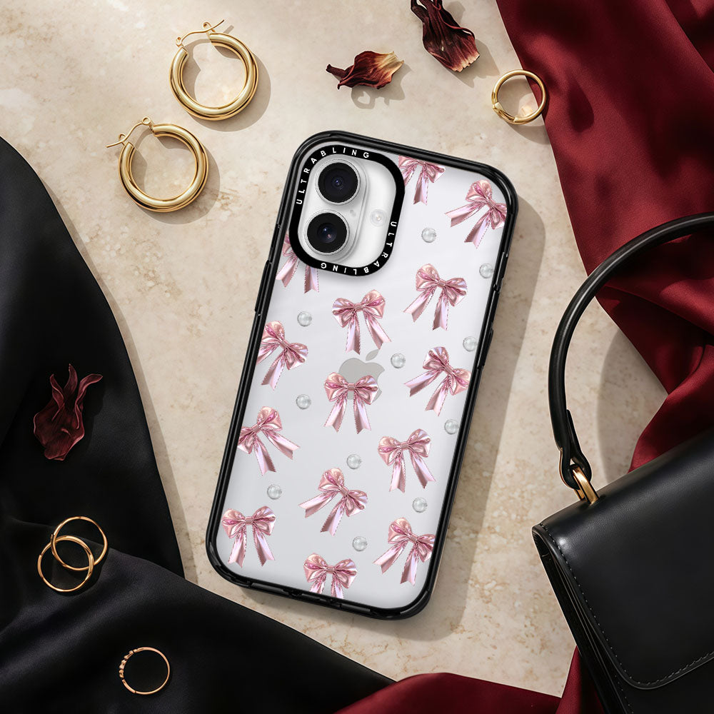 Blush Bow Ultrabling aura case iphone 13 pro non magsafe black view