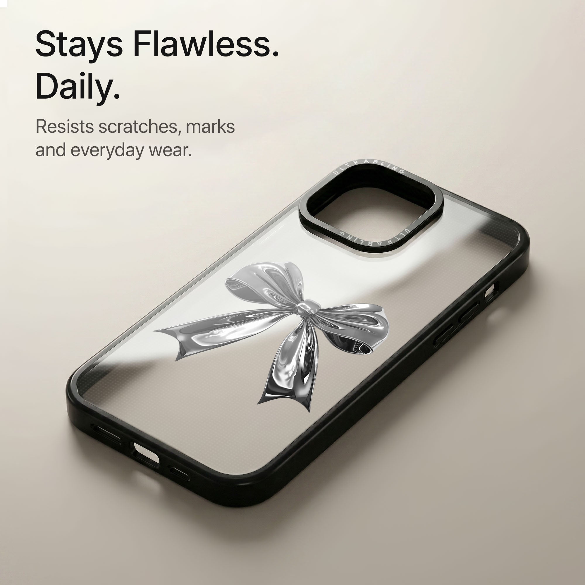Silver Bow Ultrabling Aura iPhone case soft ombre back view