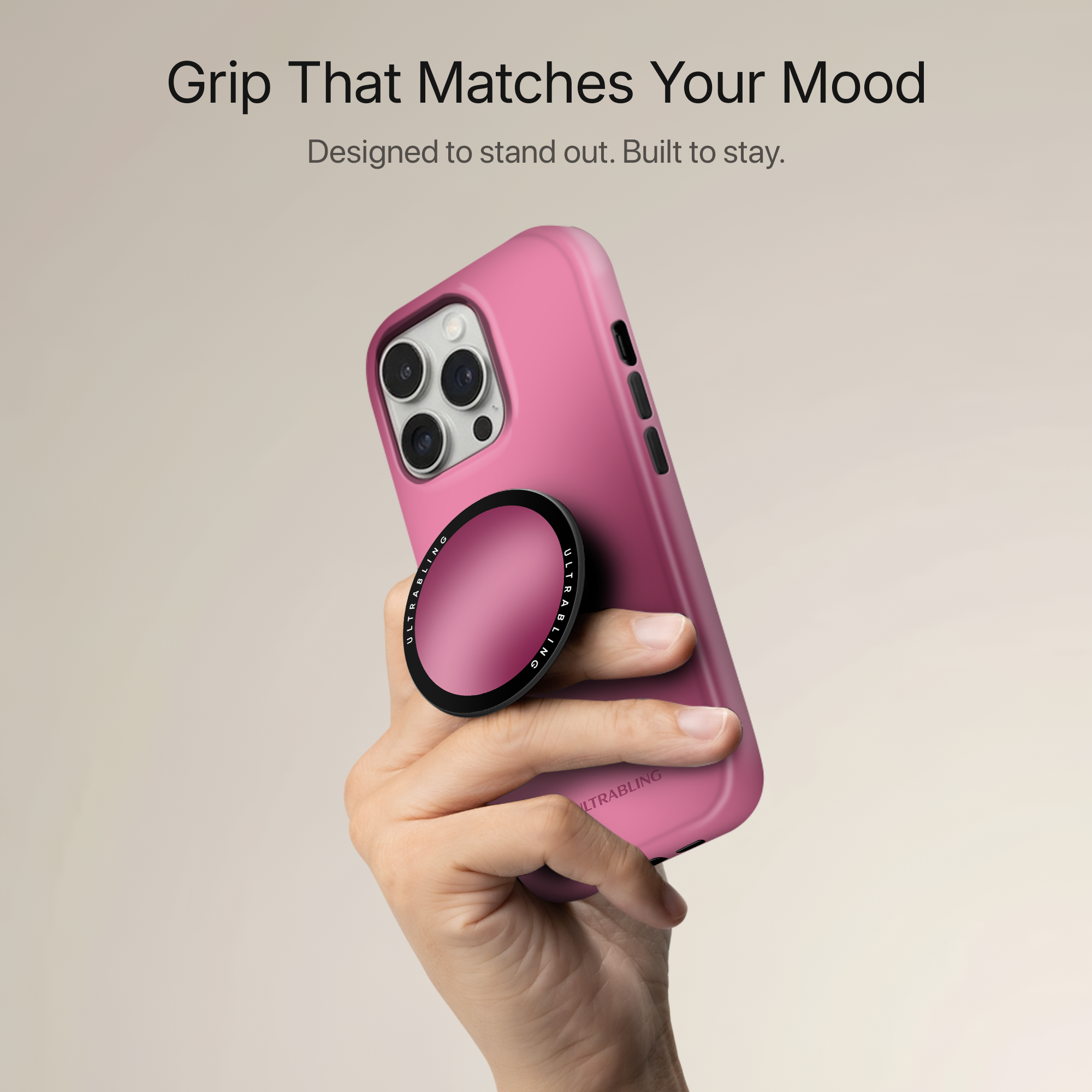 Pink Fade Ultrabling MagSafe Phone Grip - Back View