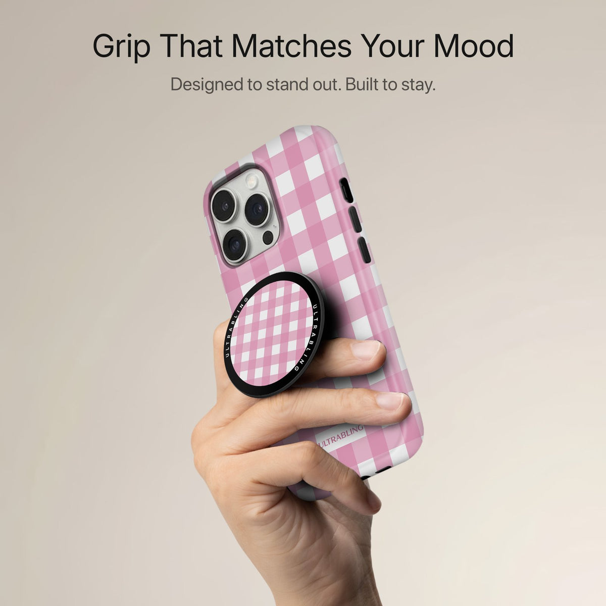Strawberry Check - MagSafe Phone Grip