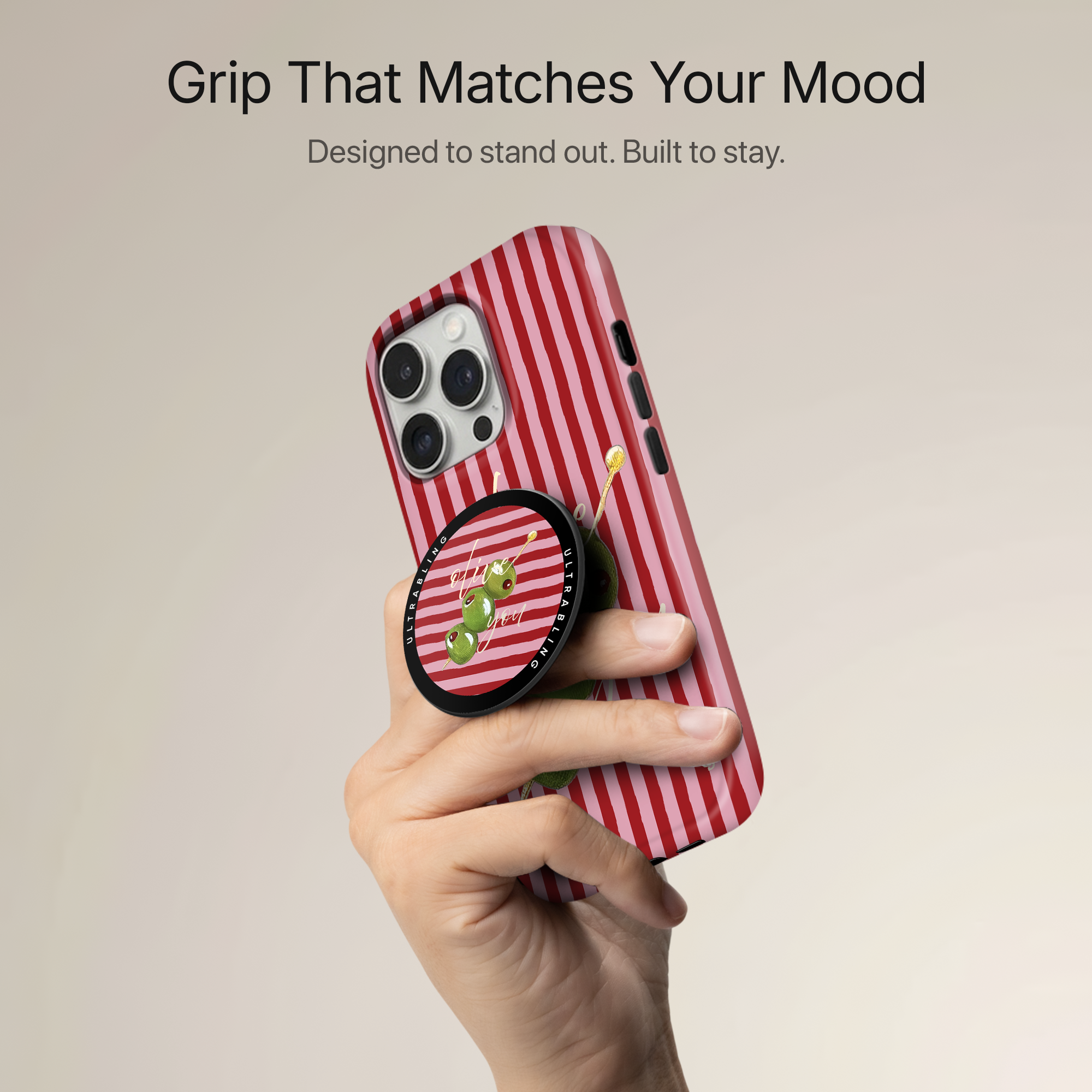Olive Martini Ultrabling MagSafe Phone Grip - Back View