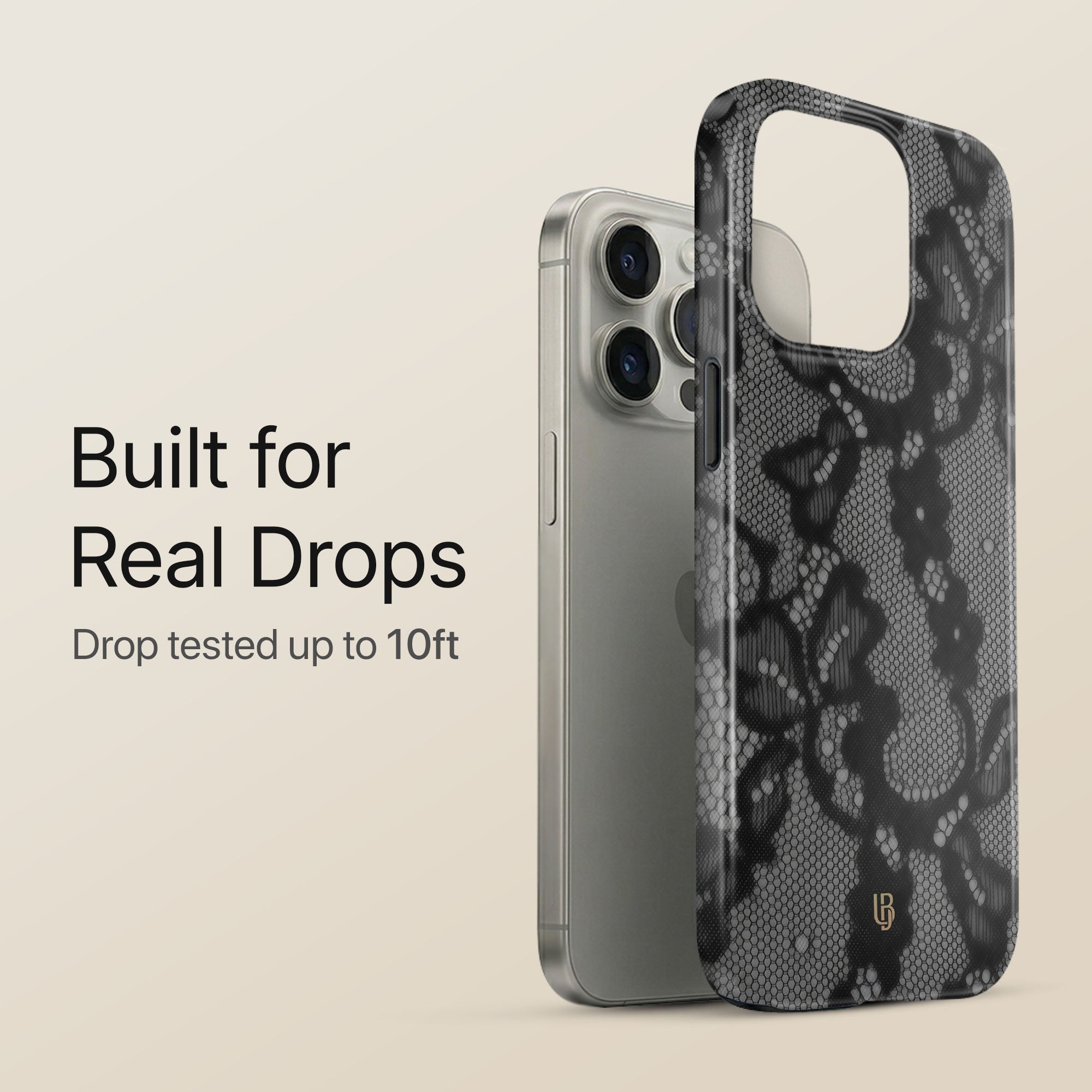 Noir Lace Ultrabling eclipse case angled front view