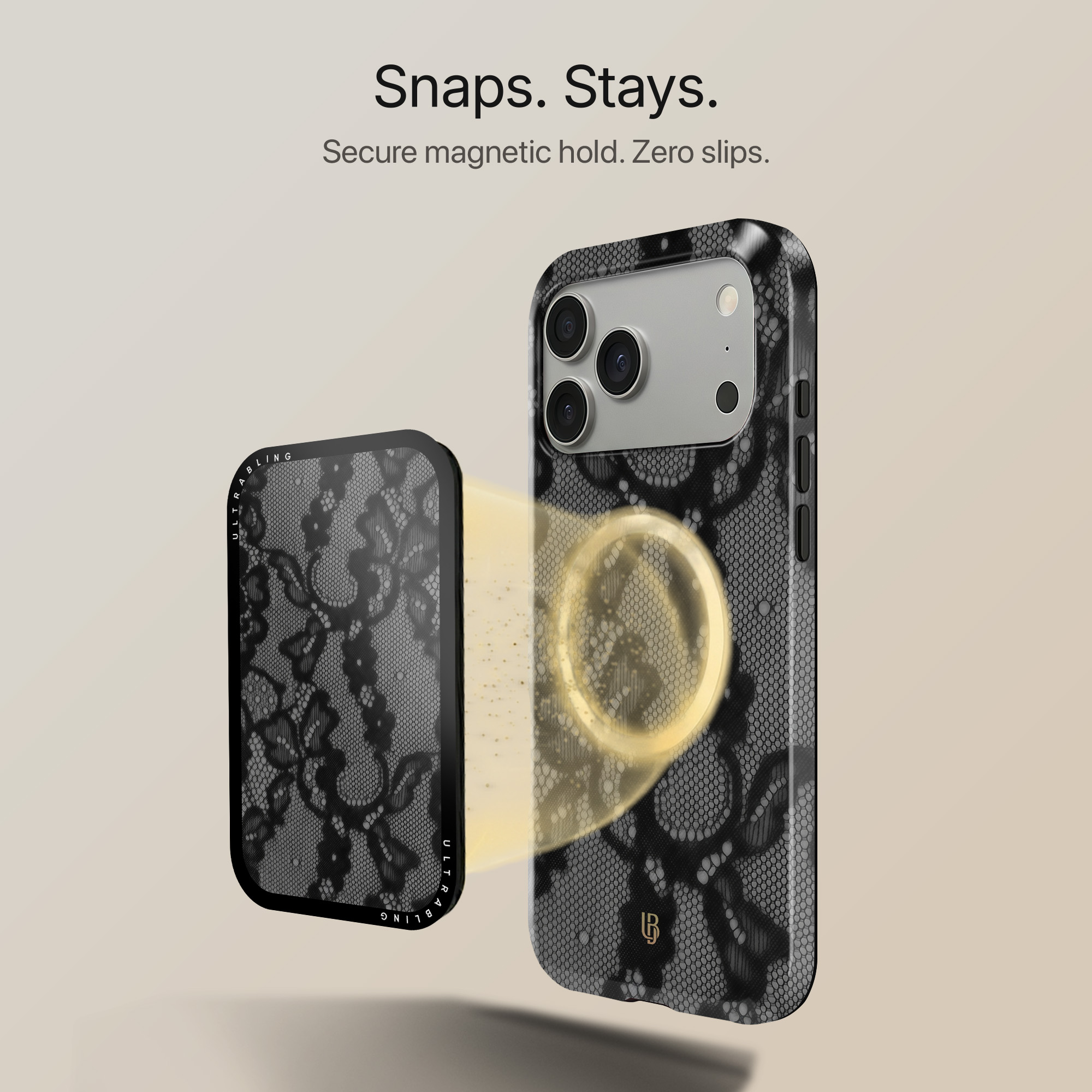 Noir Lace MagSafe Wallet - Back View