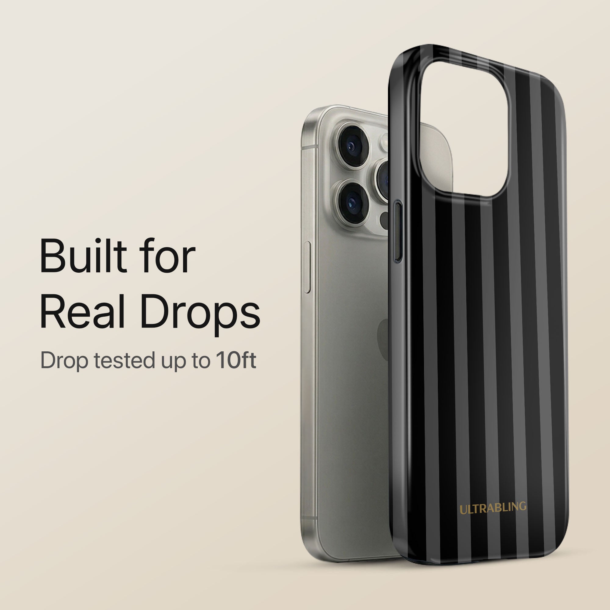 Noir Stripes Ultrabling eclipse case angled front view