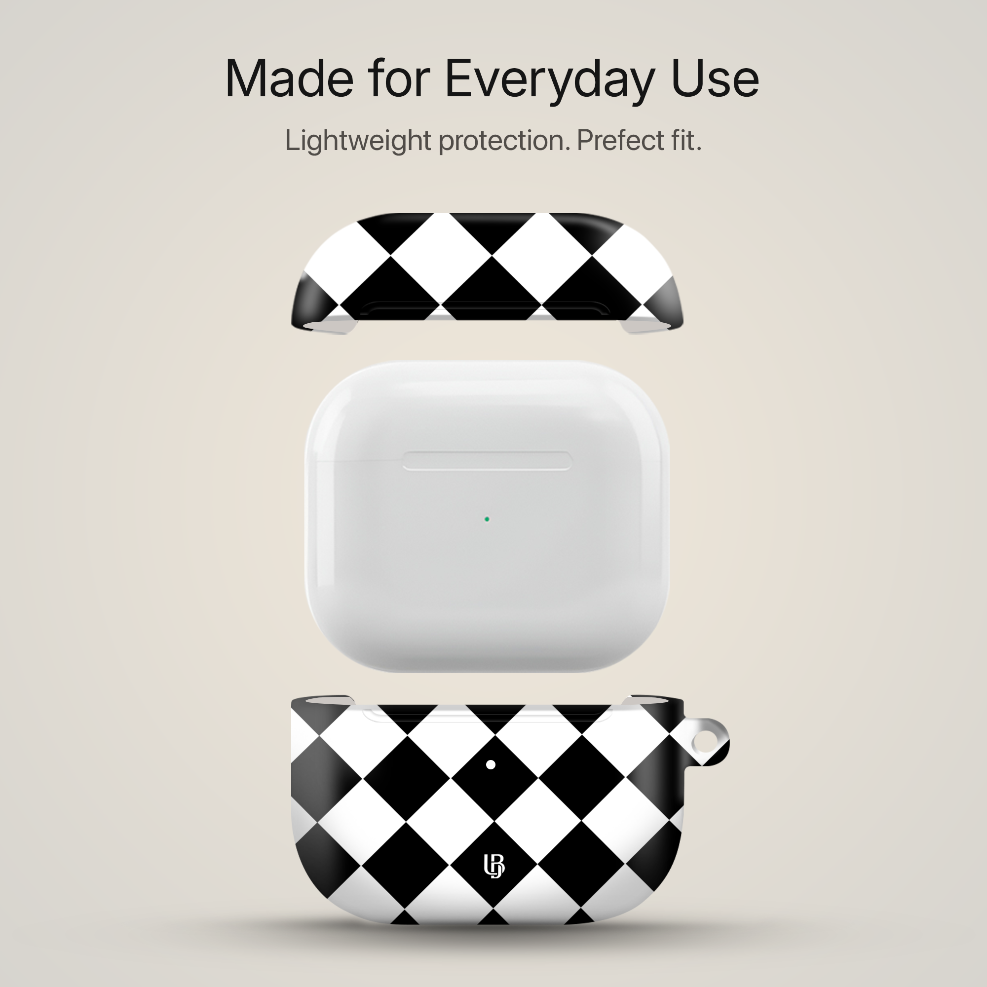 Harlequin Noir Ultrabling AirPods case side view