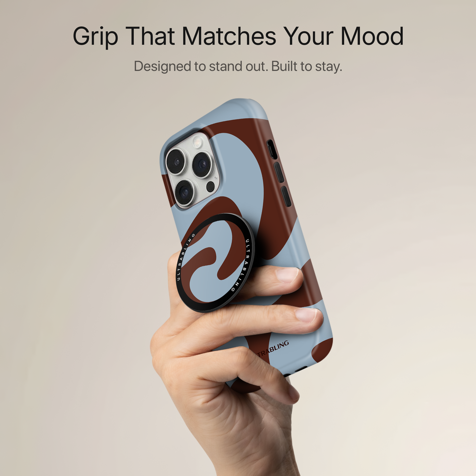 Retro Waves Ultrabling MagSafe Phone Grip - Back View