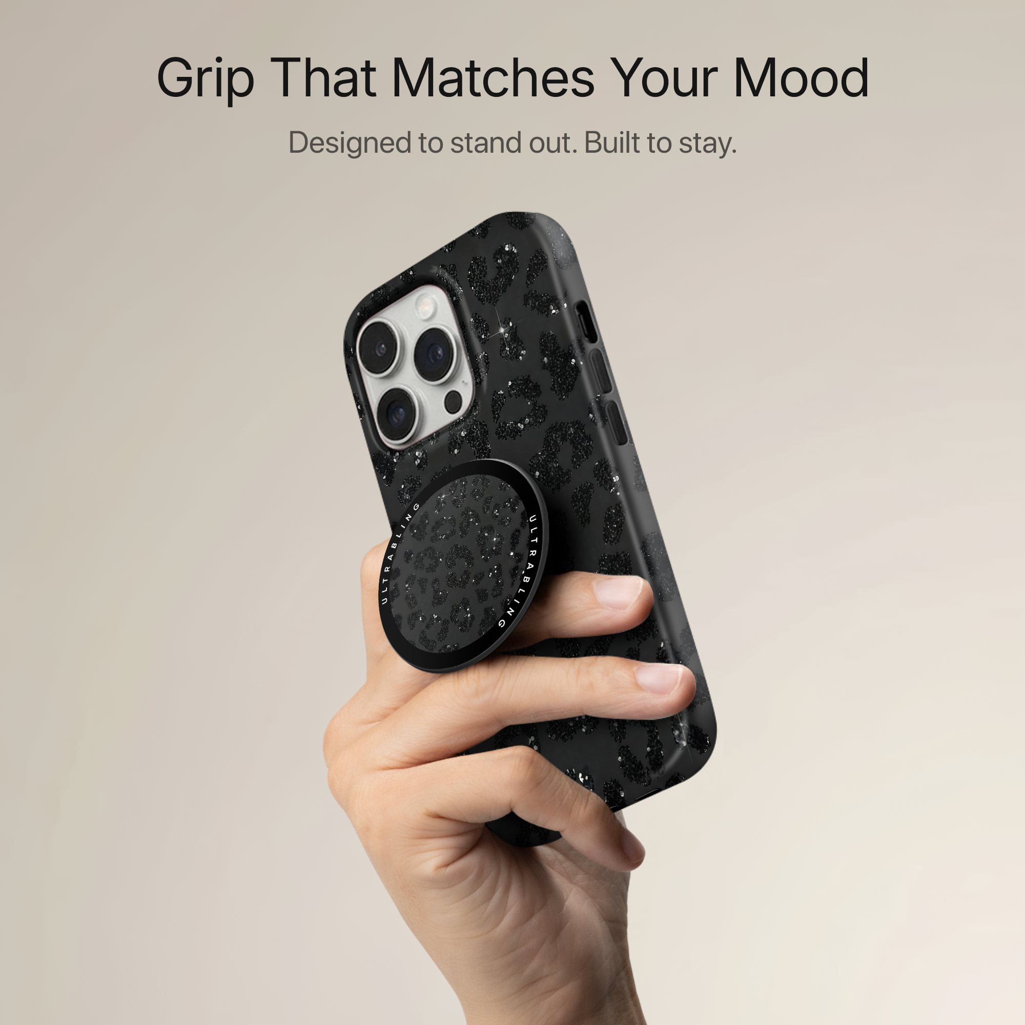 Black Stardust Ultrabling MagSafe Phone Grip - Back View