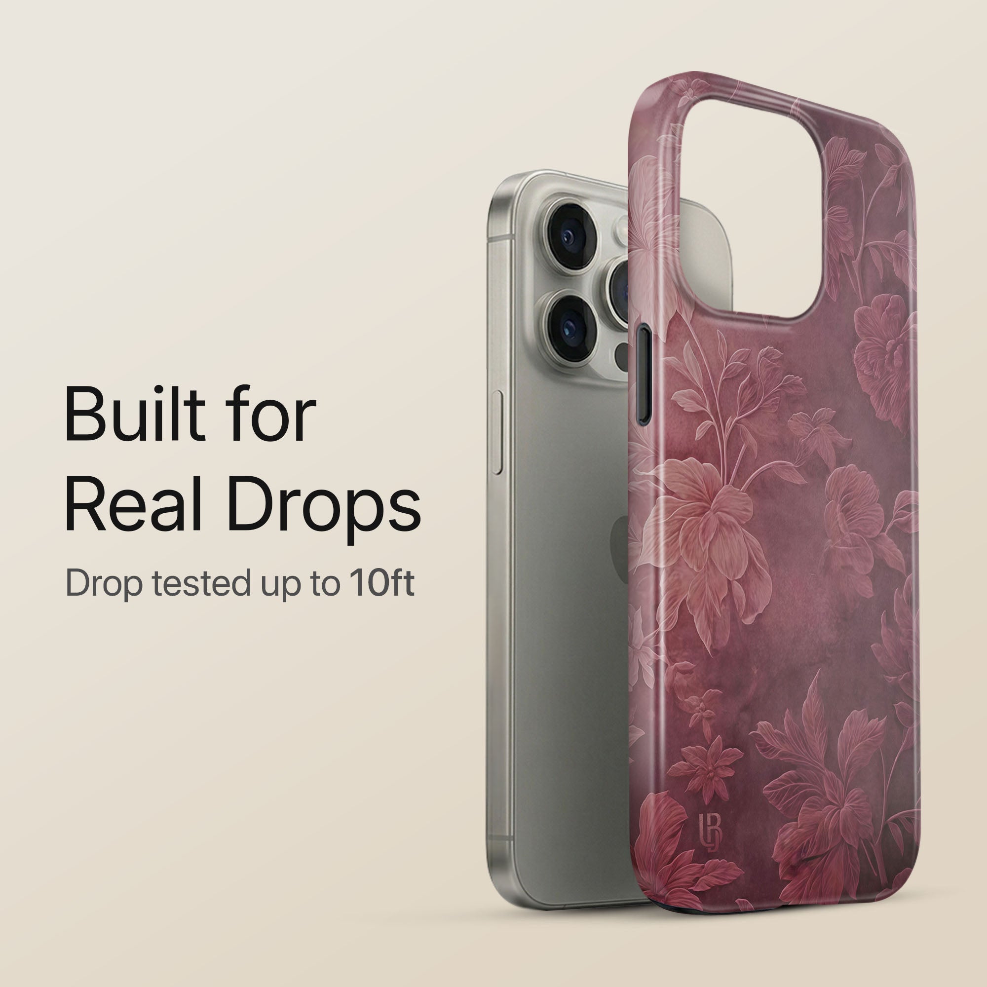 Burgundy Bloom Ultrabling eclipse case angled front view