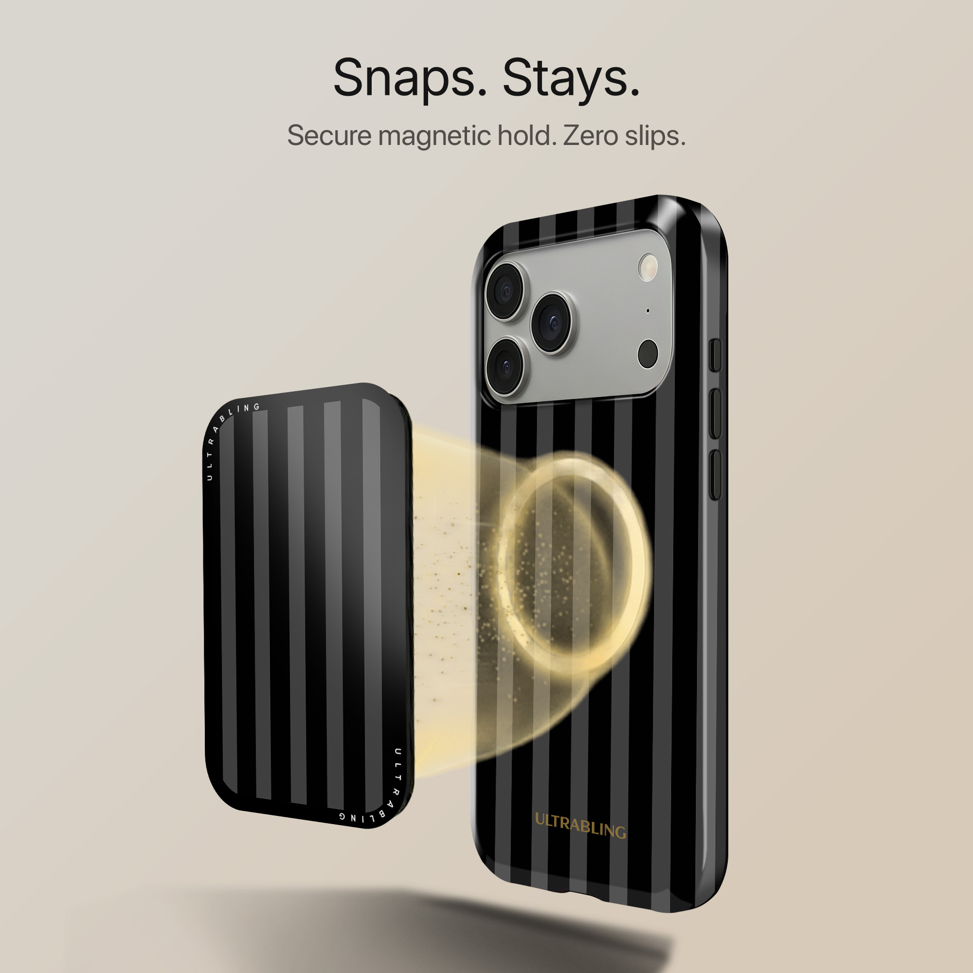 Noir Stripes MagSafe Wallet - Back View