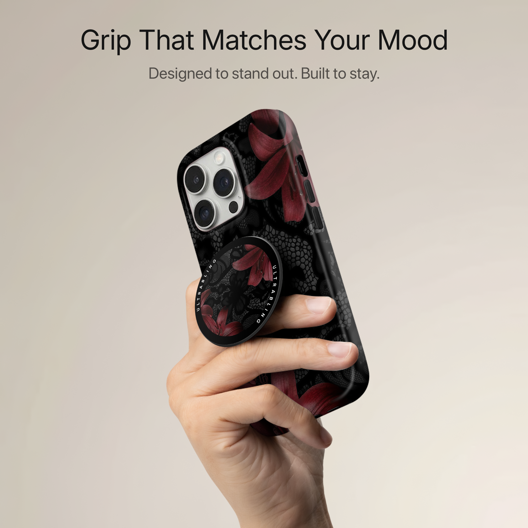 Midnight Scarlet Ultrabling MagSafe Phone Grip - Back View