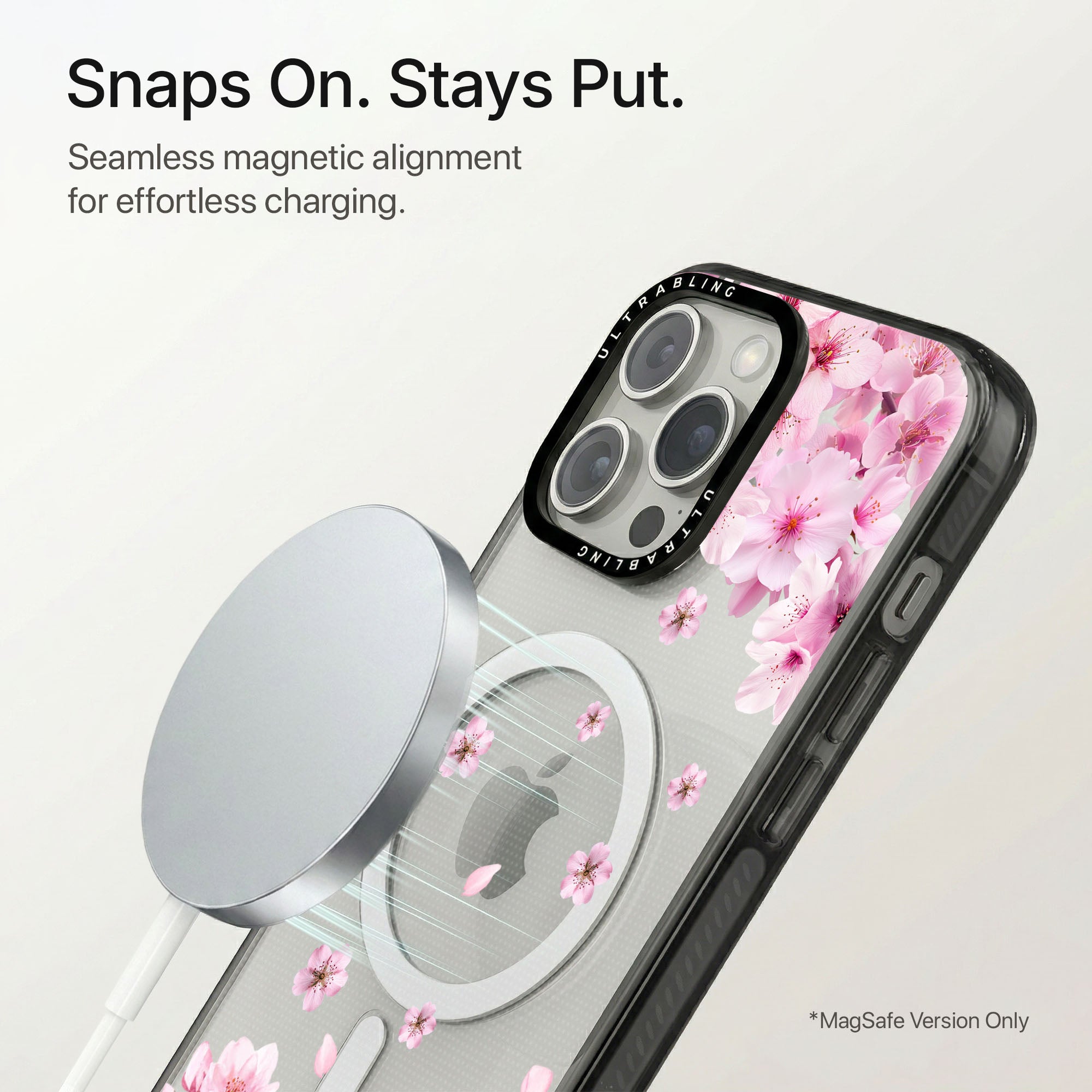 Blush Bloom Ultrabling Aura iPhone case flat lay angle view
