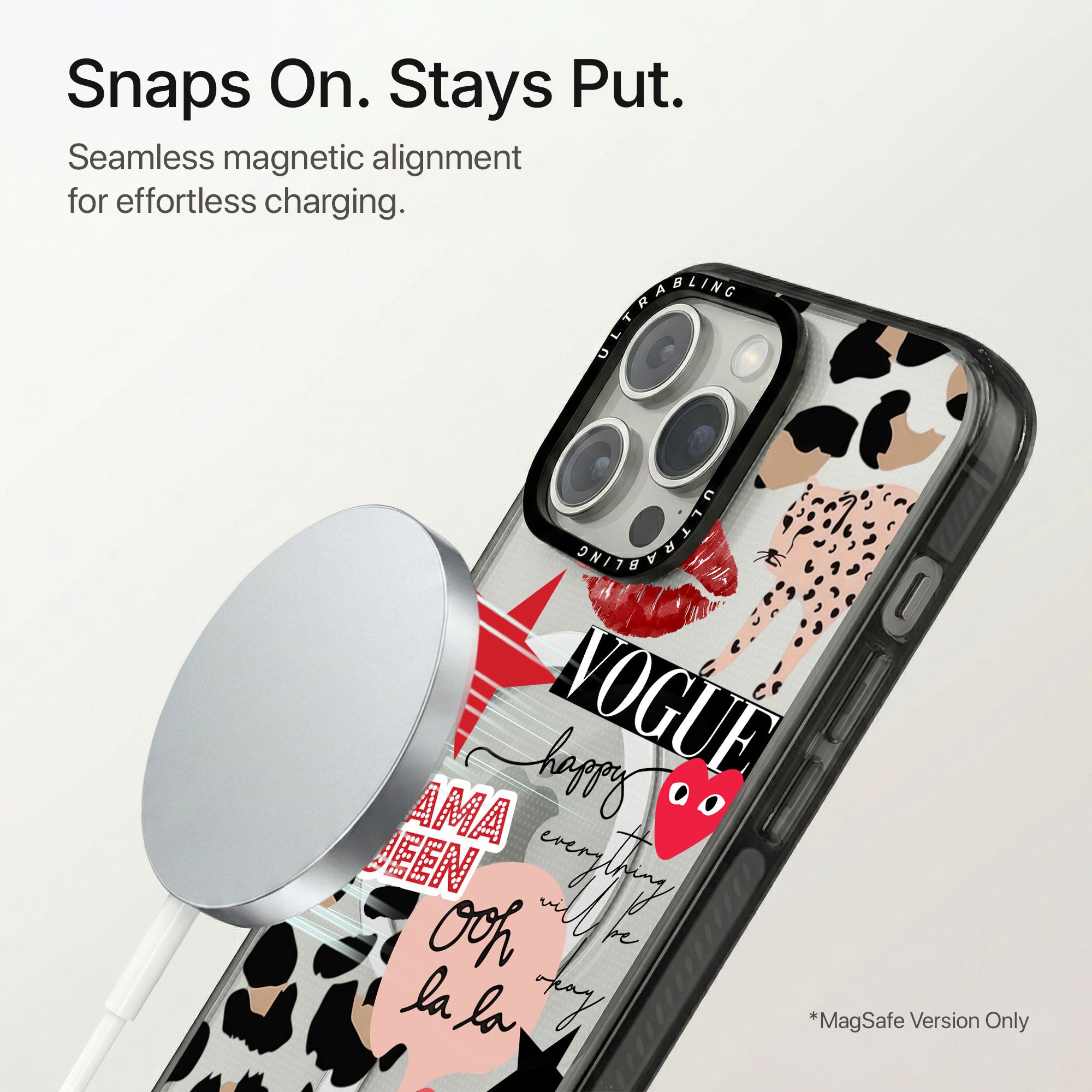 Wild Vogue Ultrabling Aura iPhone case flat lay angle view