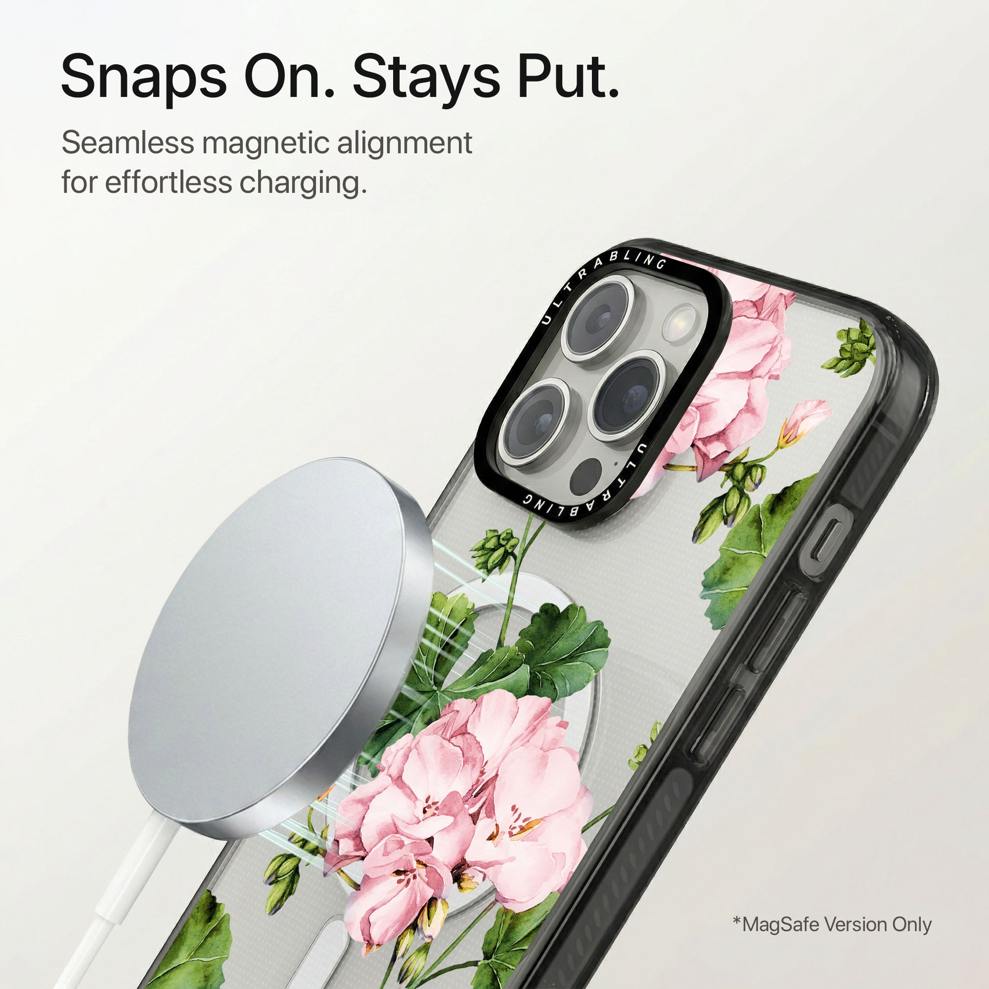Rosewater Ultrabling Aura iPhone case flat lay angle view