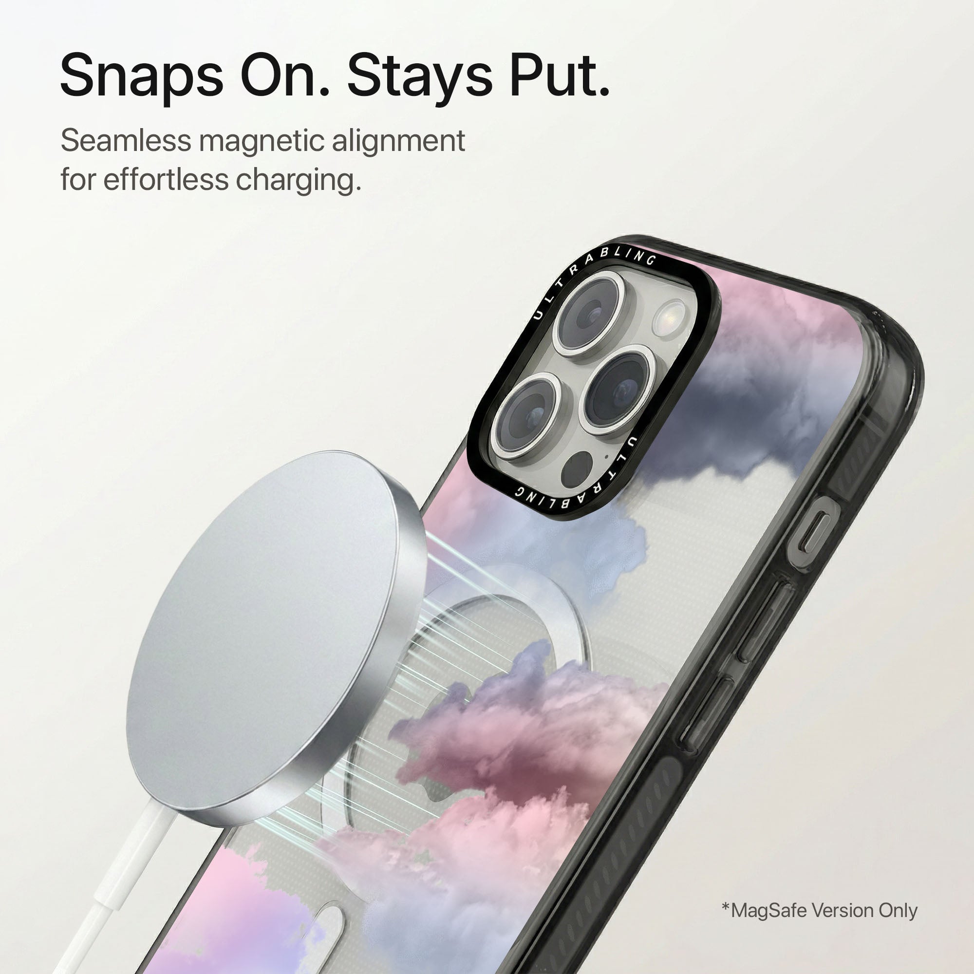 Cloud Nine Ultrabling Aura iPhone case flat lay angle view