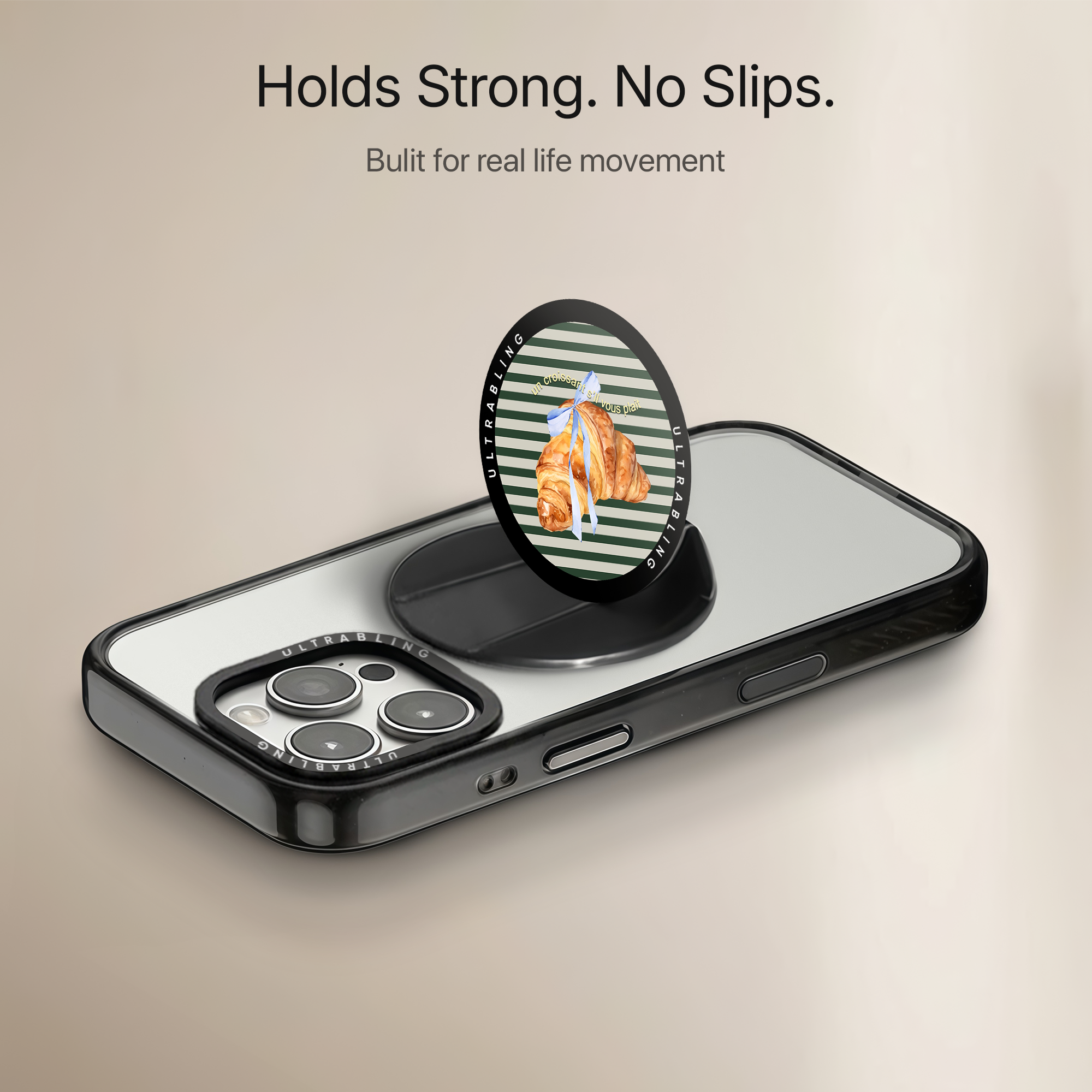 Paris Croissant Ultrabling MagSafe Phone Grip - Side View