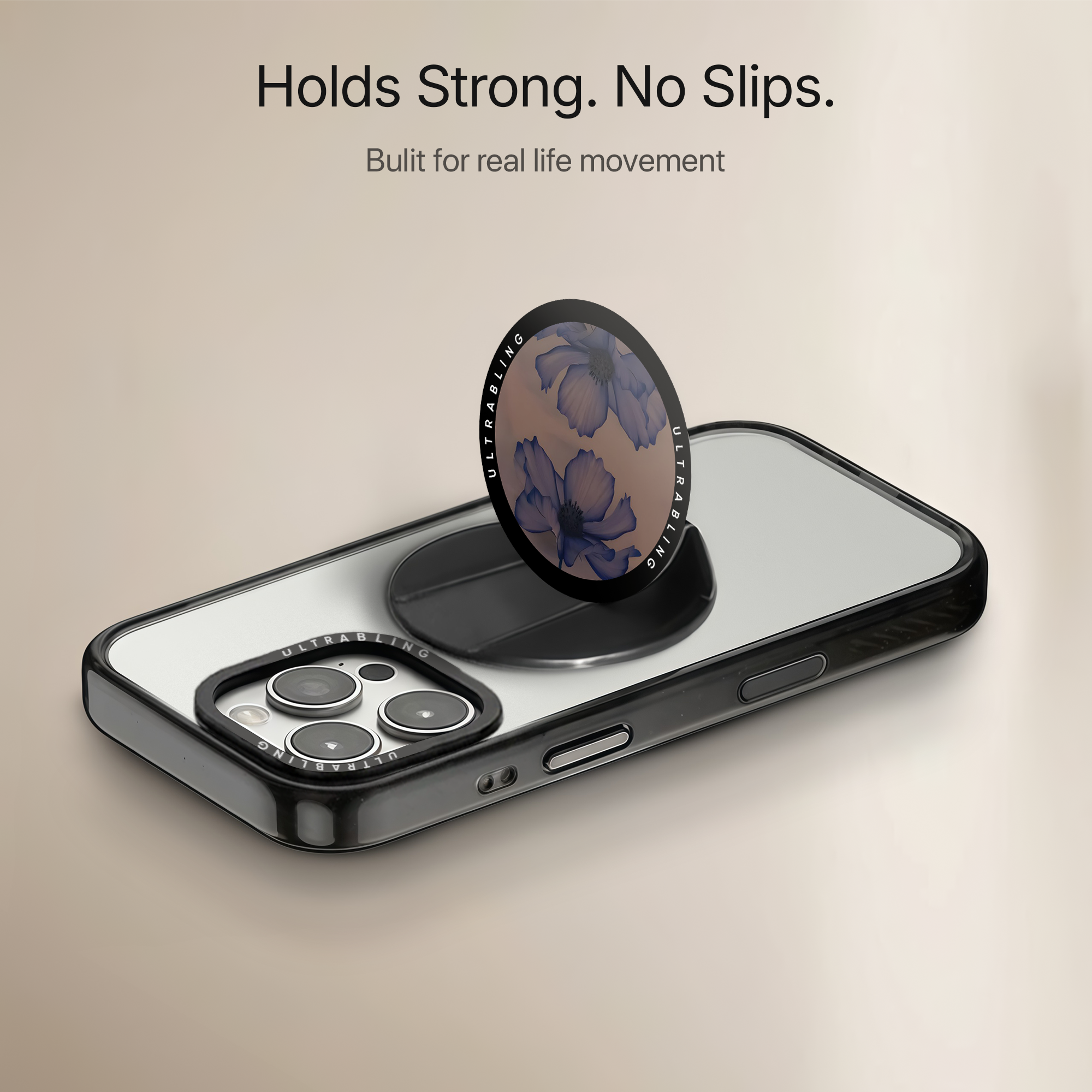 Indigo Blossom Ultrabling MagSafe Phone Grip - Side View