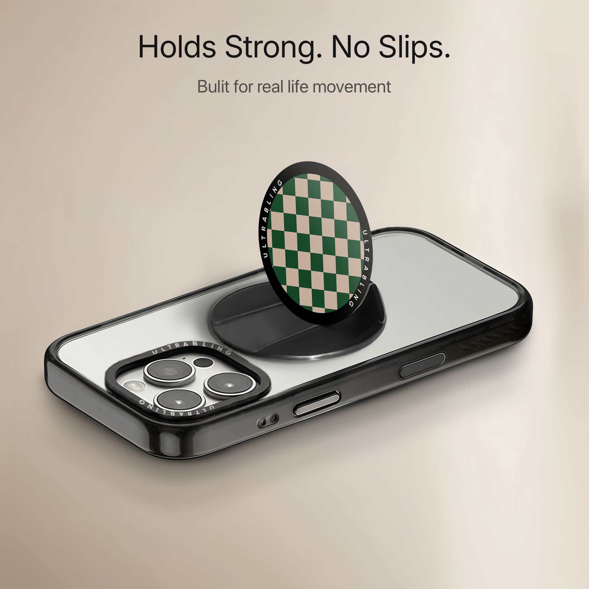 Emerald Grid Ultrabling MagSafe Phone Grip - Side View