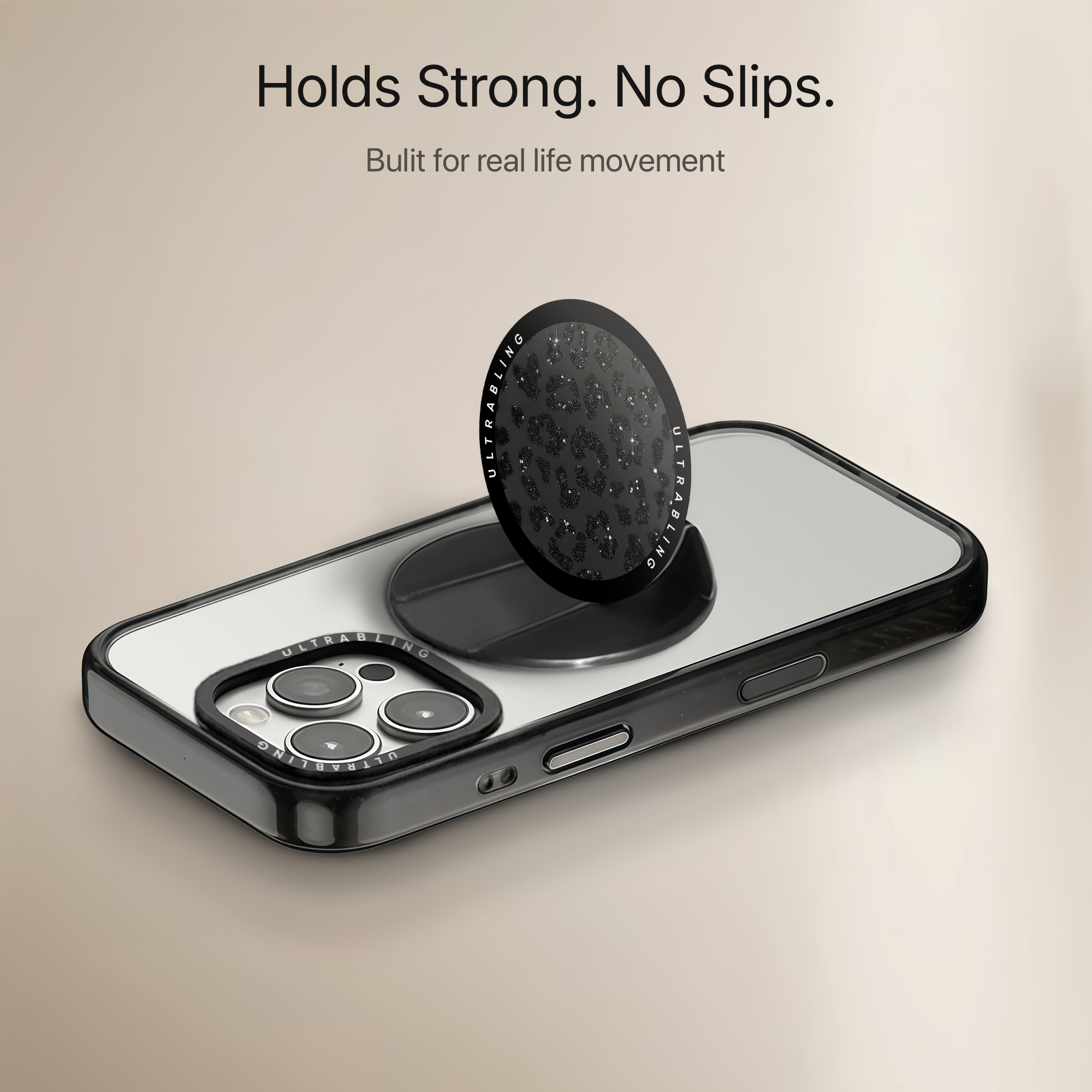 Black Stardust Ultrabling MagSafe Phone Grip - Side View