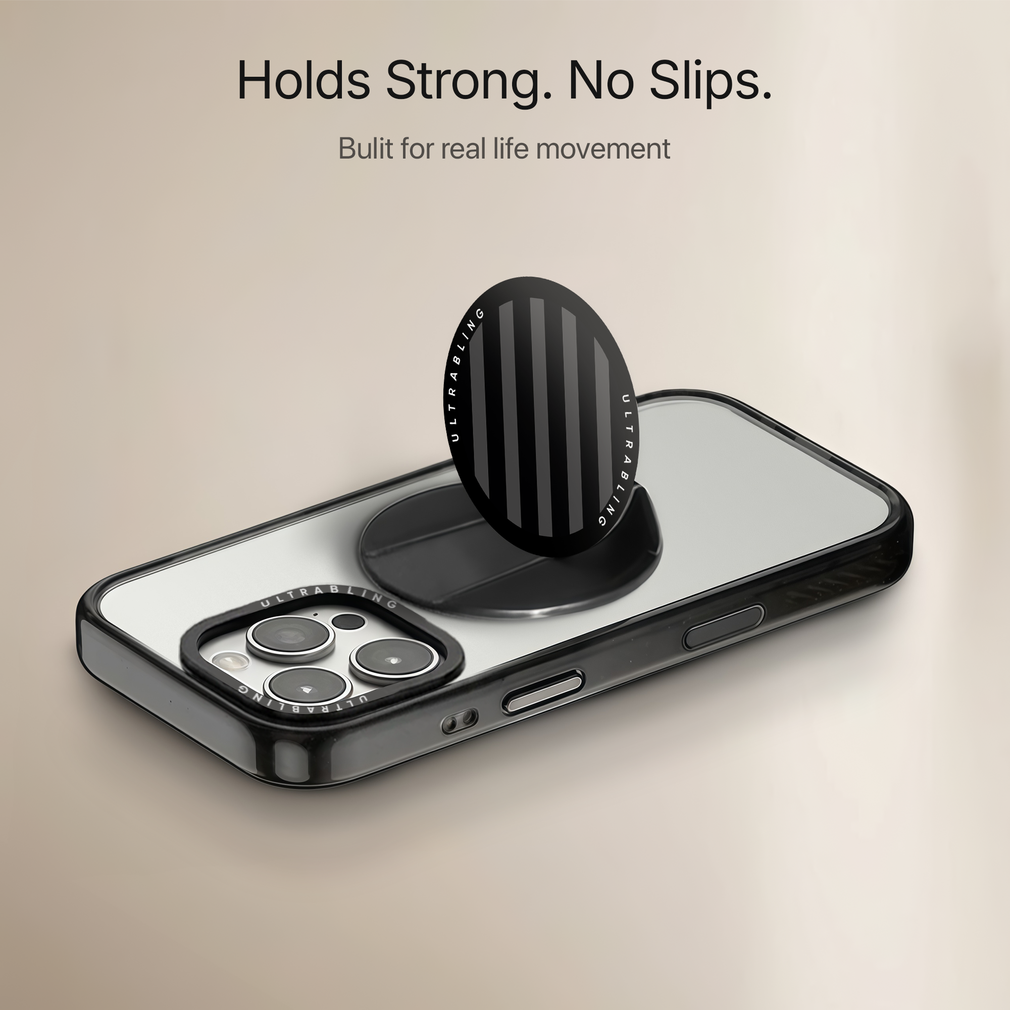 Noir Stripes Ultrabling MagSafe Phone Grip - Side View