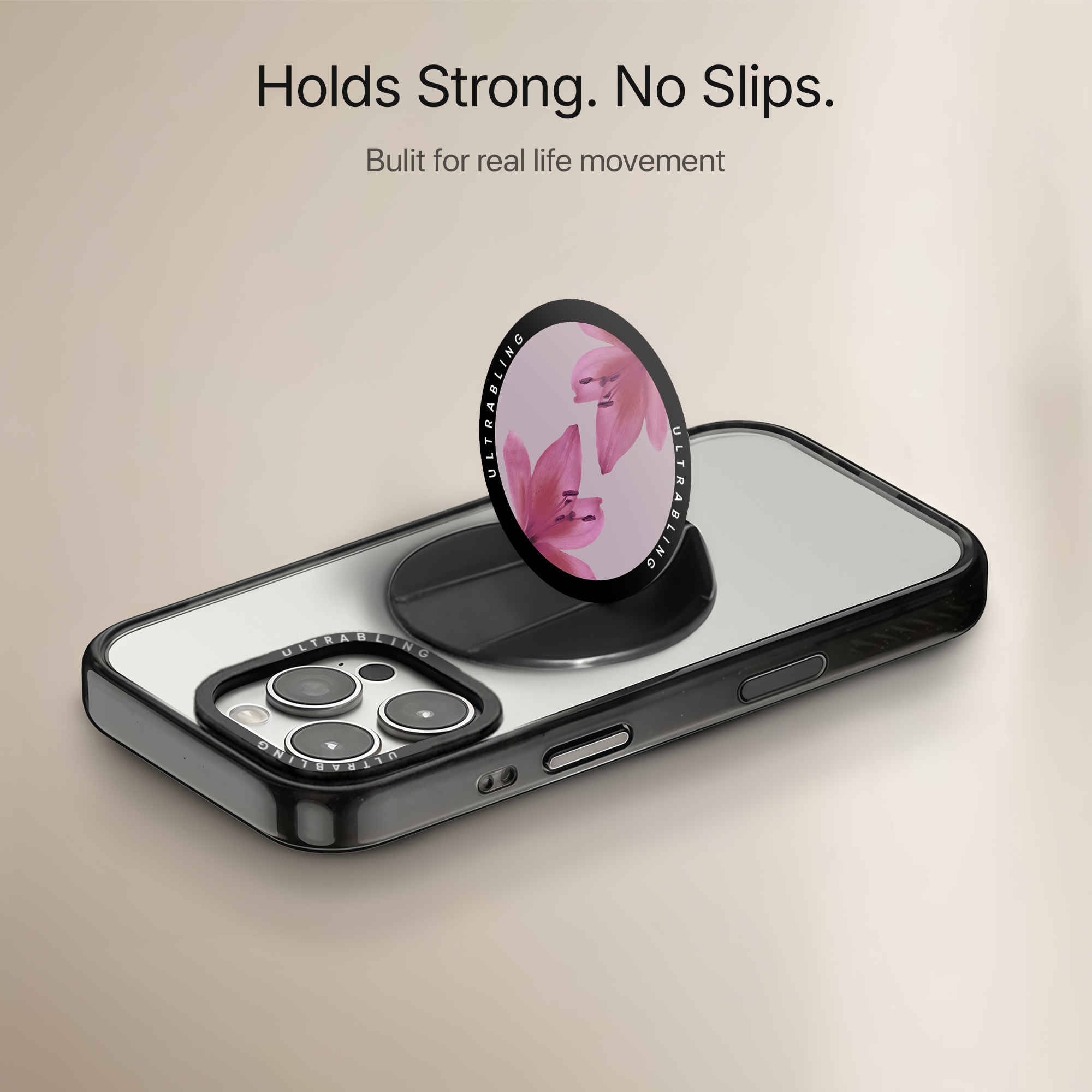 Blush Lily Ultrabling MagSafe Phone Grip - Side View