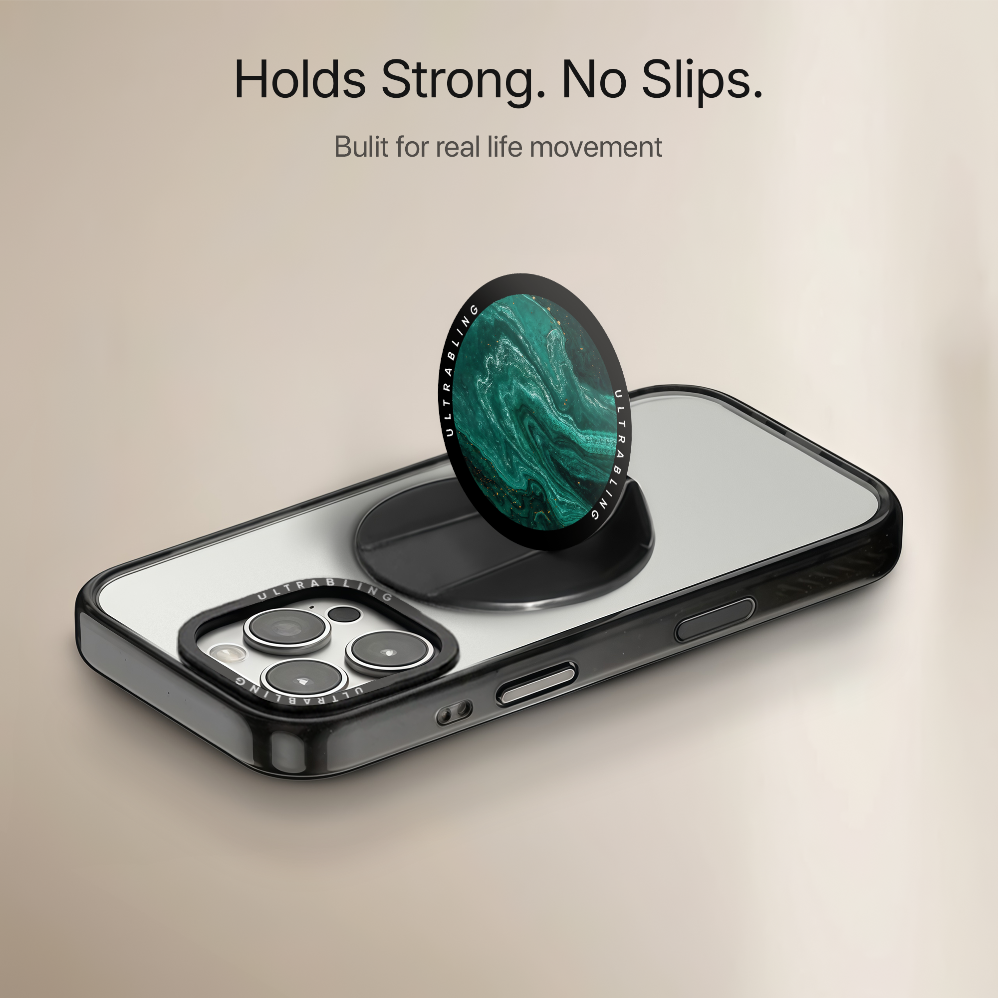 Emerald Vein Ultrabling MagSafe Phone Grip - Side View