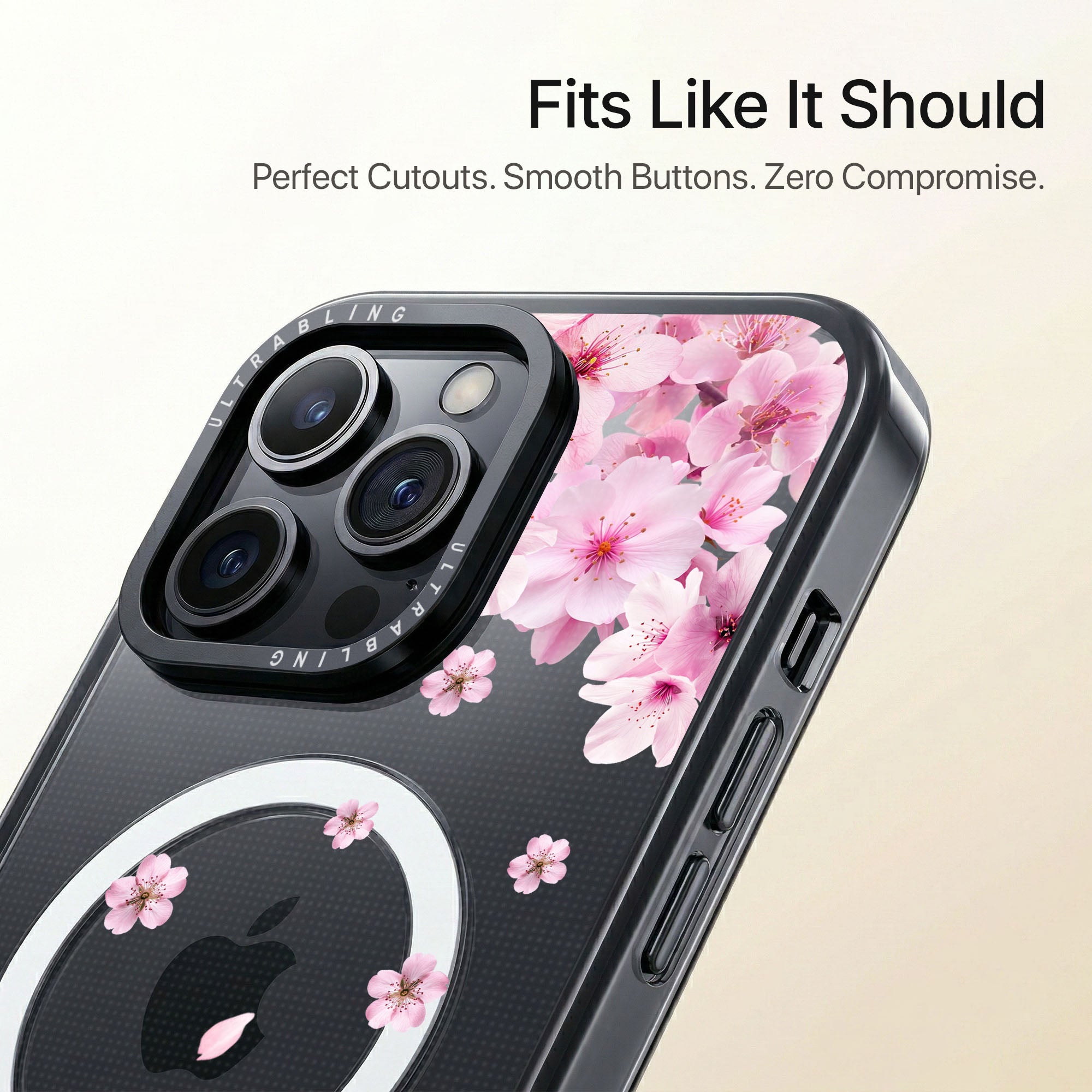 Blush Bloom Ultrabling Aura iPhone case close-up design detail