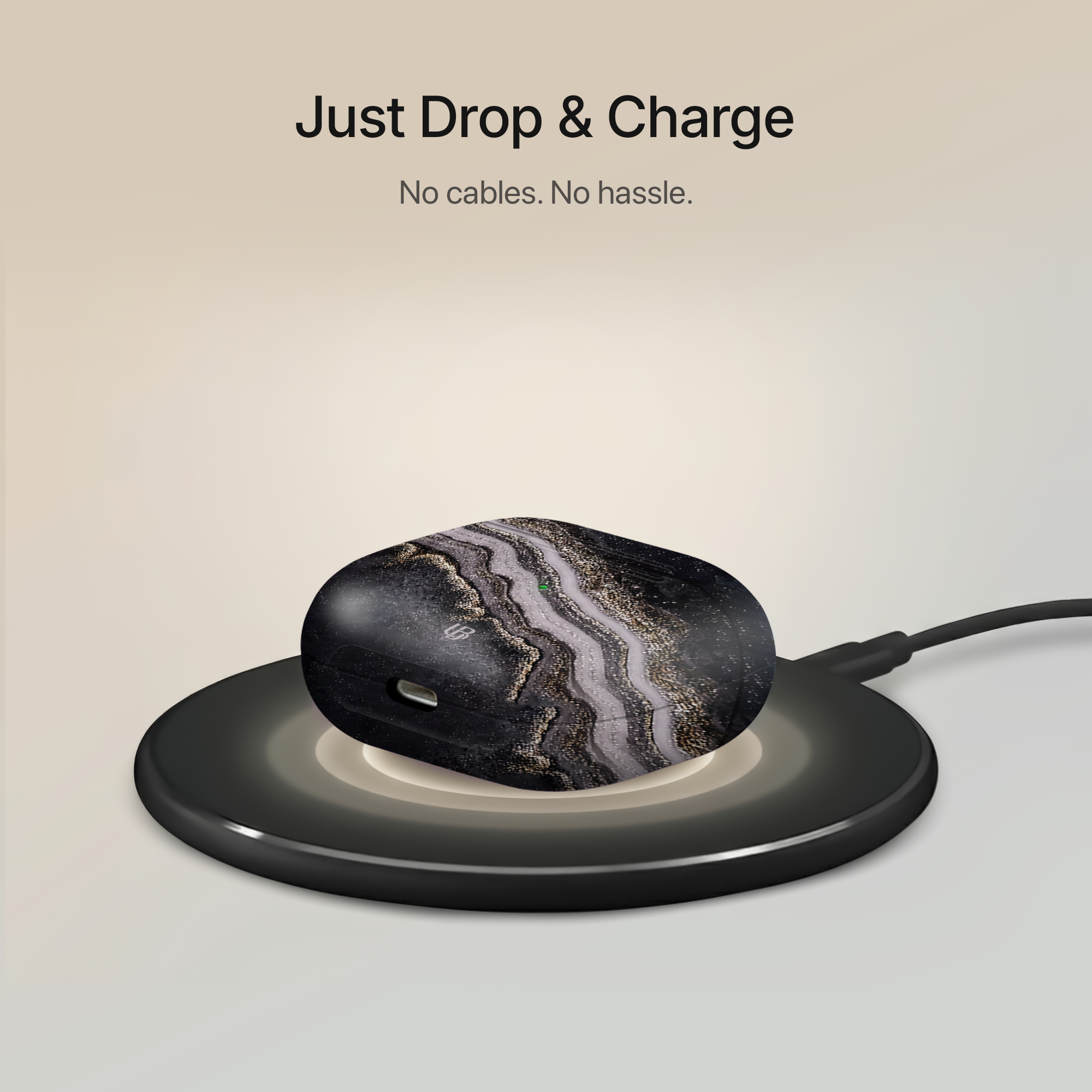 Obsidian Marble Ultrabling AirPods case open view