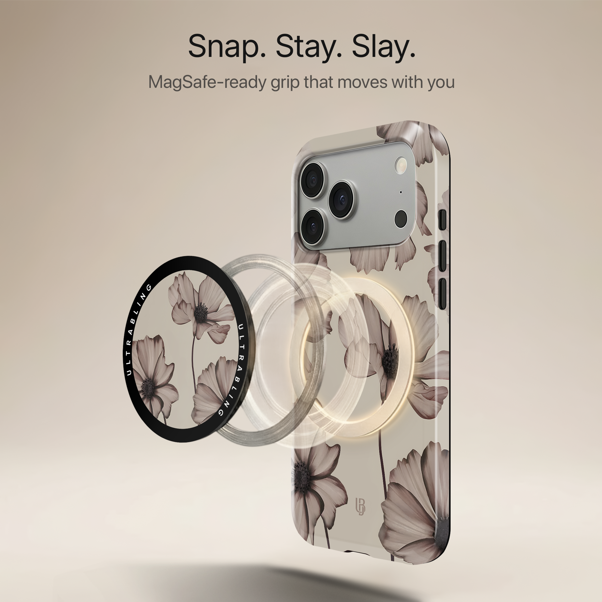 Soft Bloom Ultrabling MagSafe Phone Grip - Angled View
