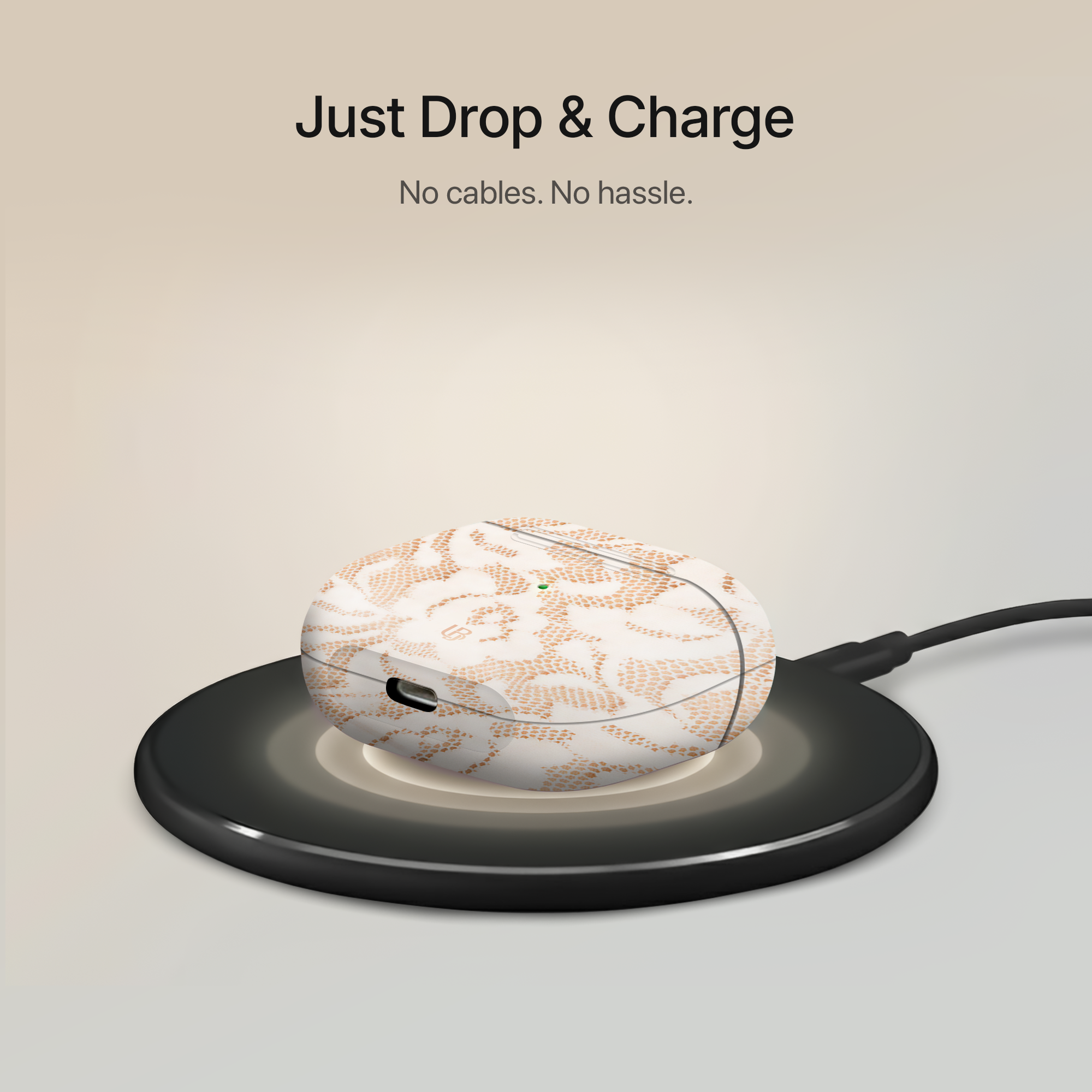 Ivory Lace Ultrabling AirPods case open view