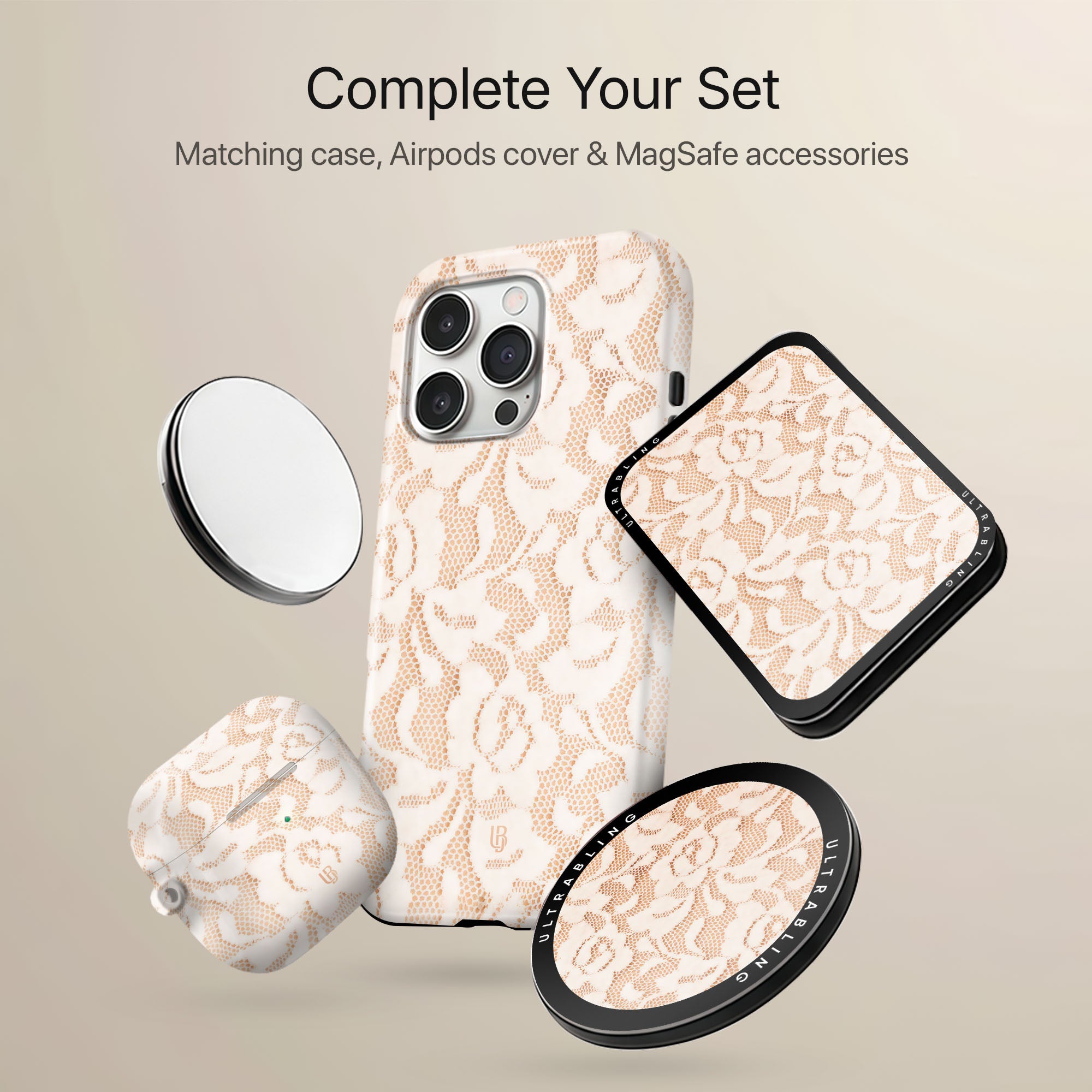 Ivory Lace Ultrabling tough AirPods case